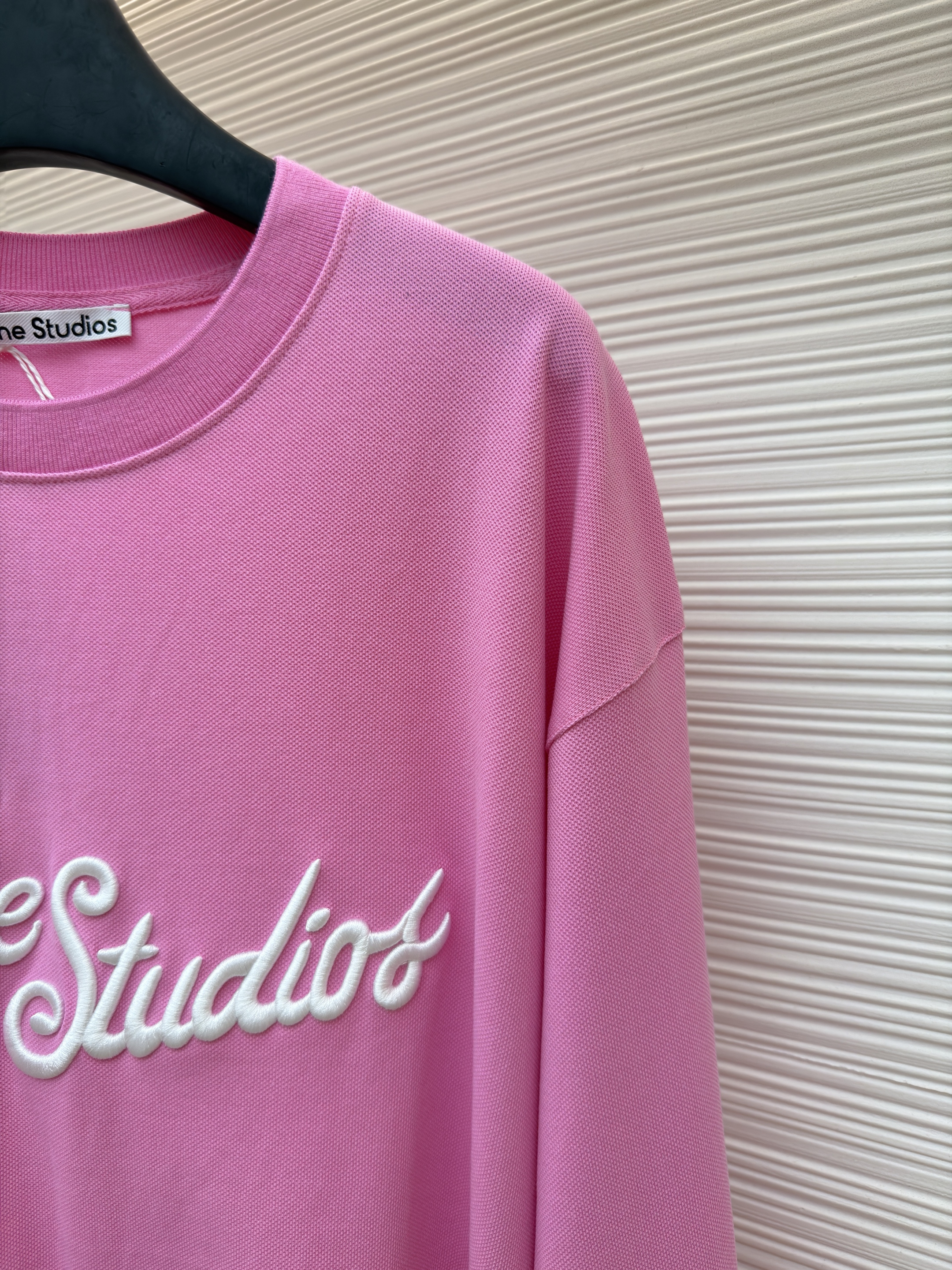 Acne Studios 刺绣徽标圆领T恤 打底衫 长袖 粉色 A5 