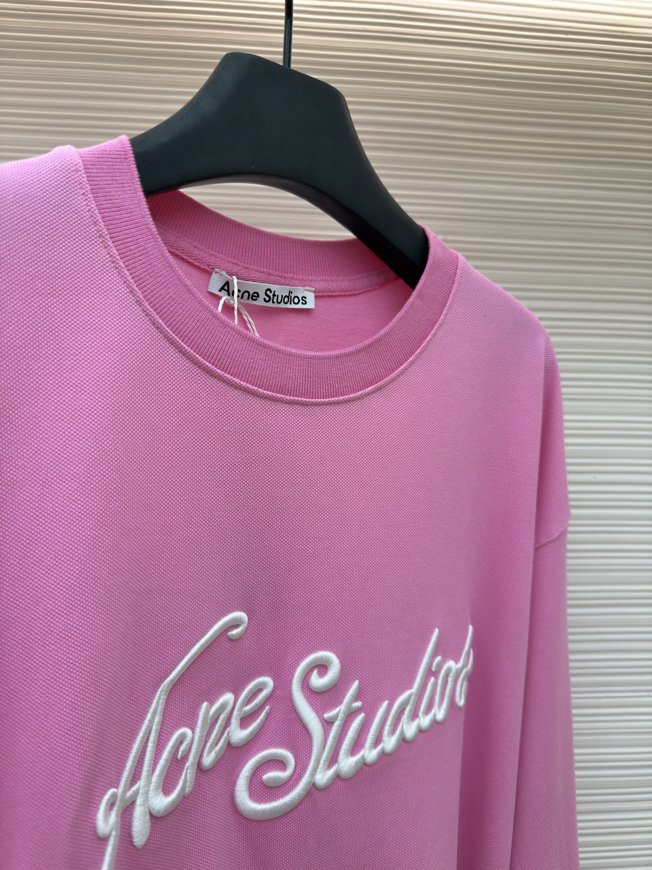 Acne Studios 刺绣徽标圆领T恤 打底衫 长袖 粉色 A5 