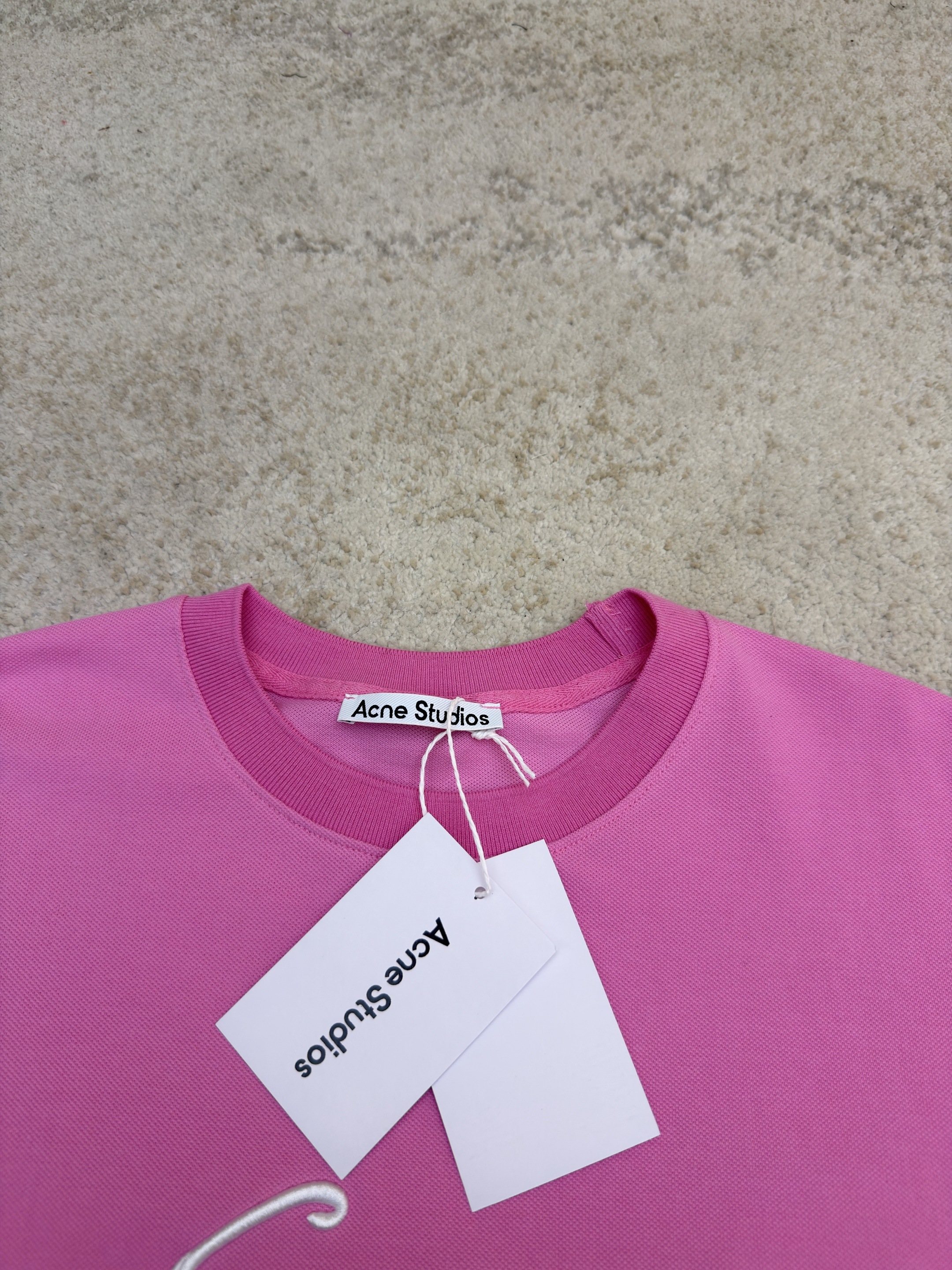 Acne Studios 刺绣徽标圆领T恤 打底衫 长袖 粉色 A5 