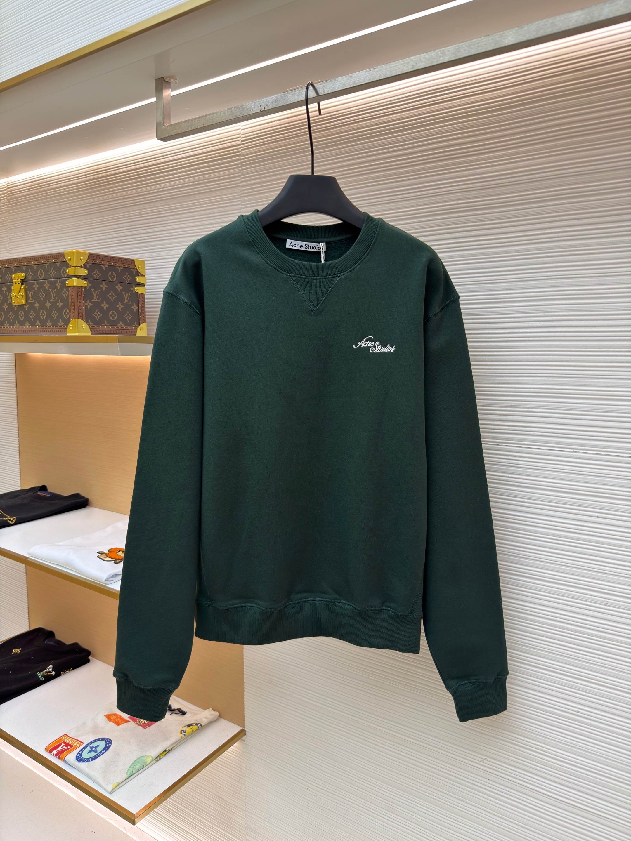 Acne Studios 字母刺绣徽标套头卫衣 外套 秋冬 长袖 绿色 B0