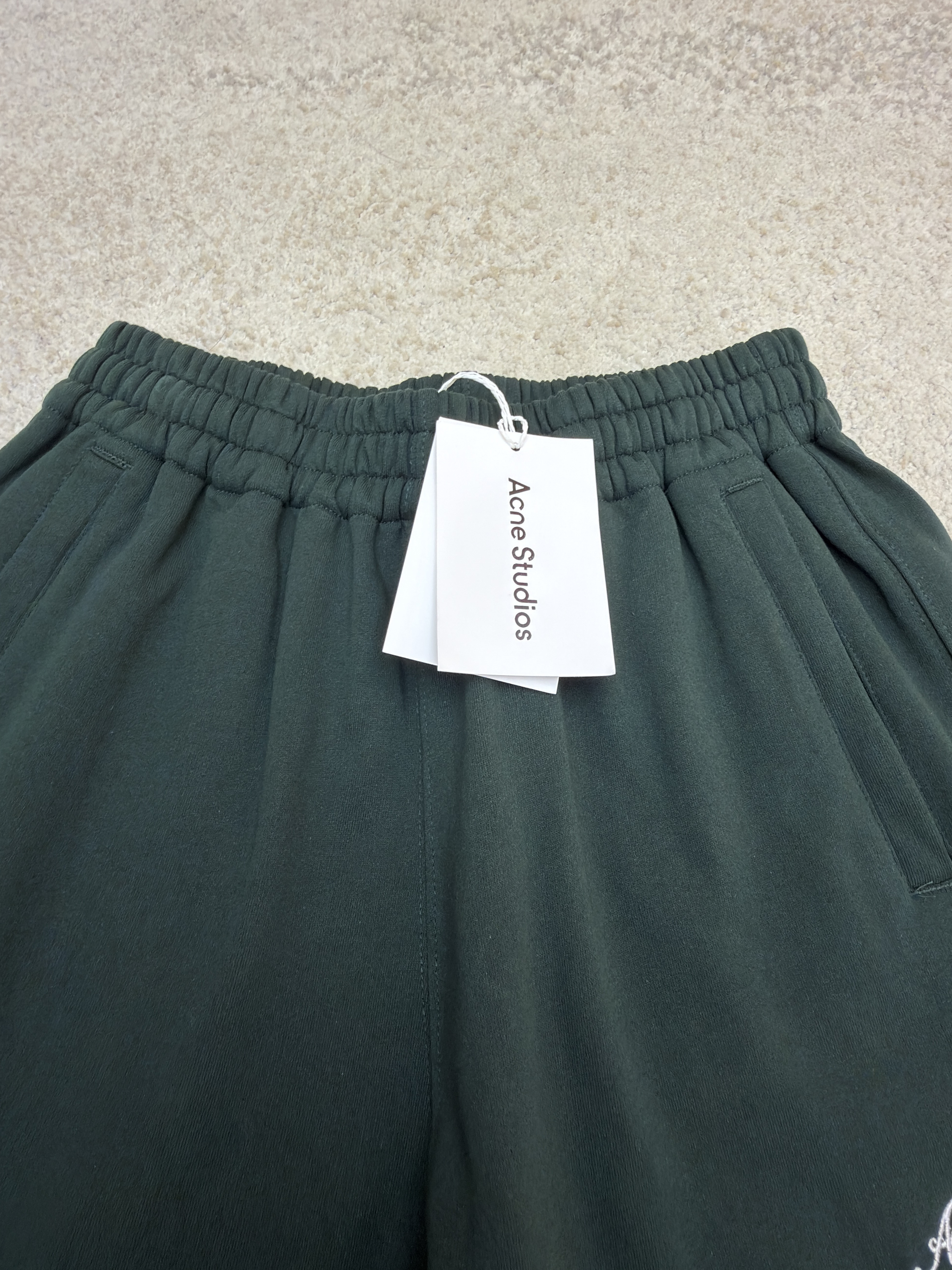 Acne Studios 花体徽标抓绒运动裤 卫裤 休闲裤 长裤 裤子 绿色 B0