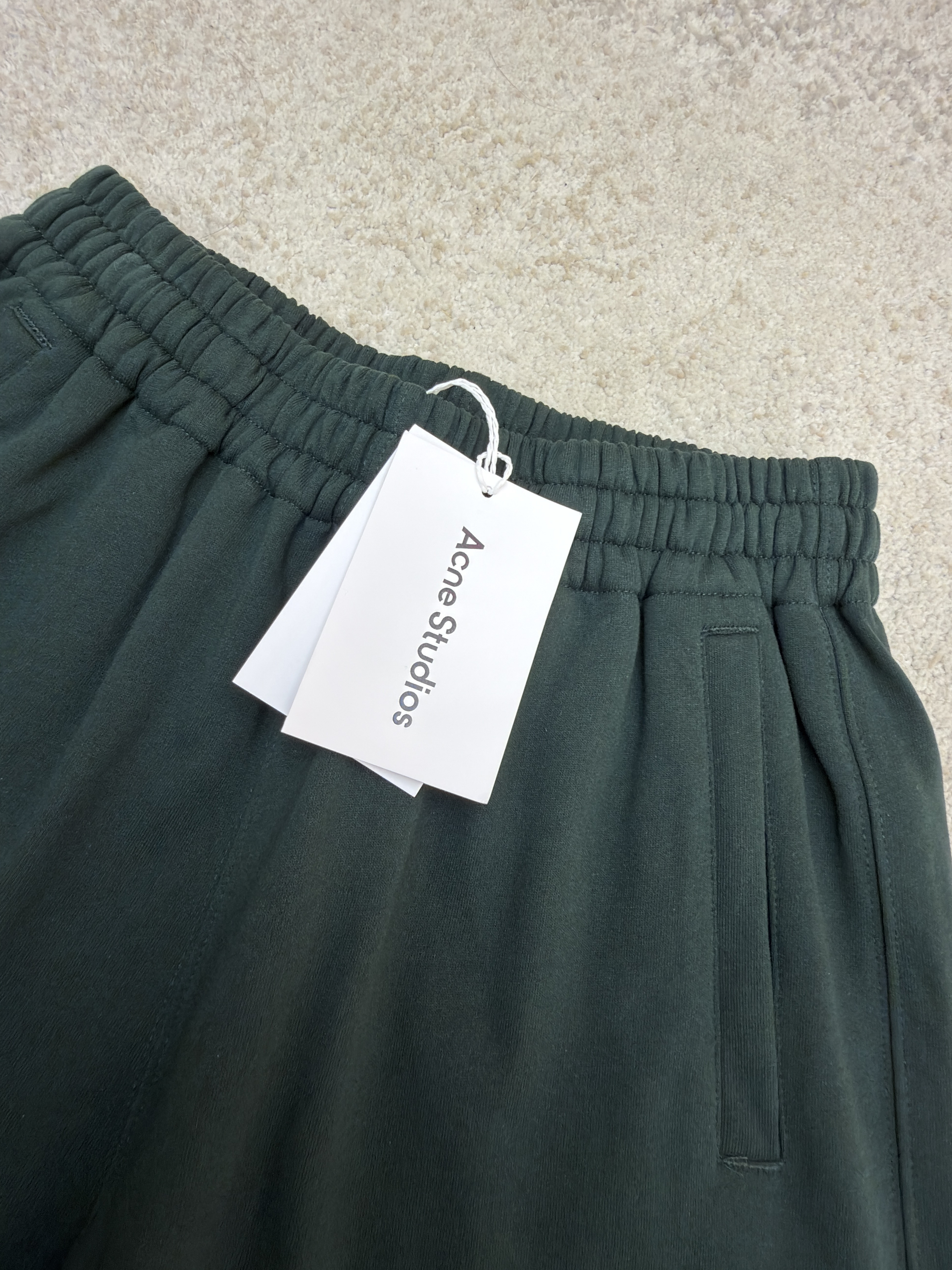 Acne Studios 花体徽标抓绒运动裤 卫裤 休闲裤 长裤 裤子 绿色 B0