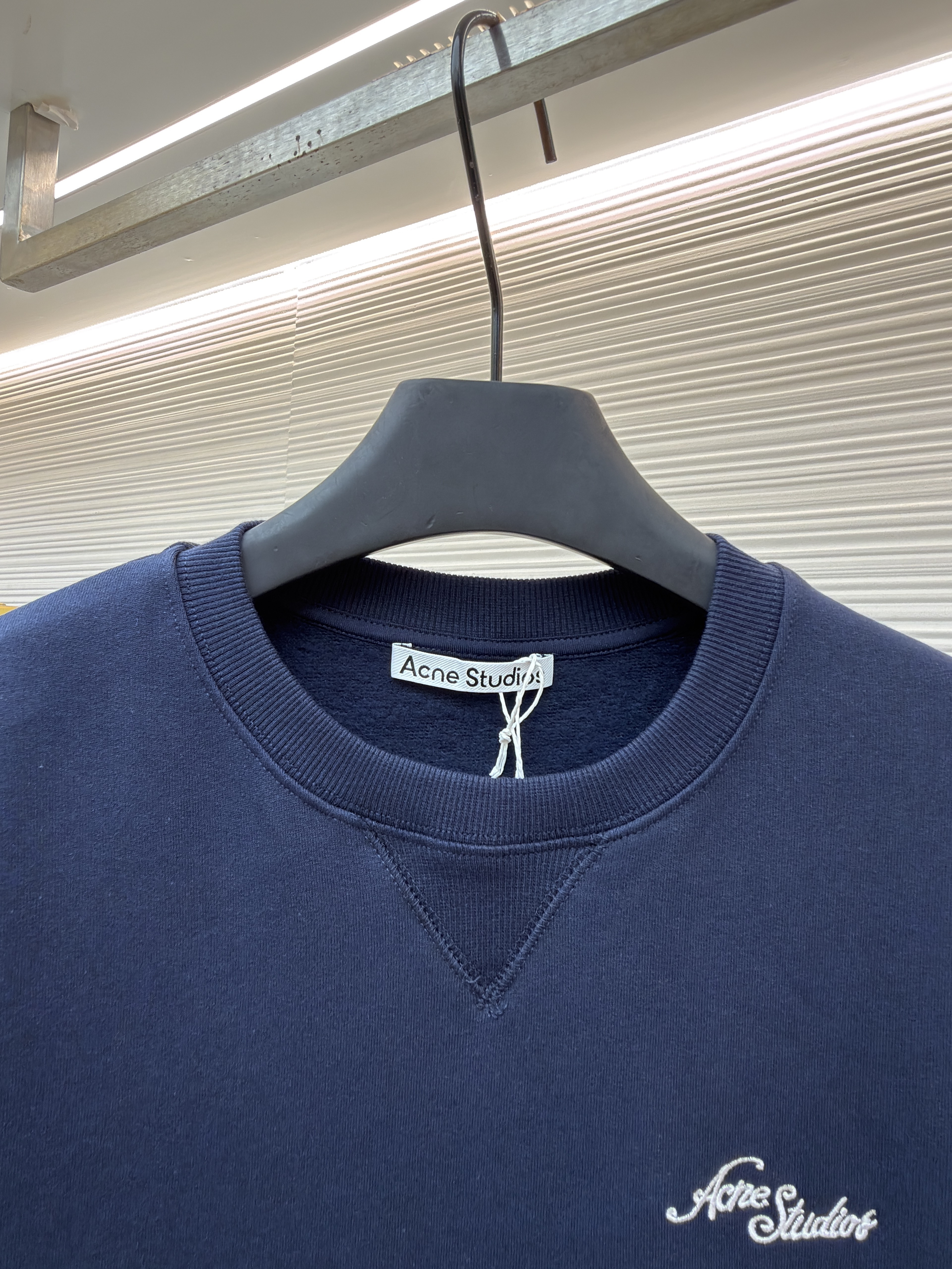 Acne Studios 字母刺绣徽标套头卫衣 外套 秋冬 长袖 藏蓝色 B0