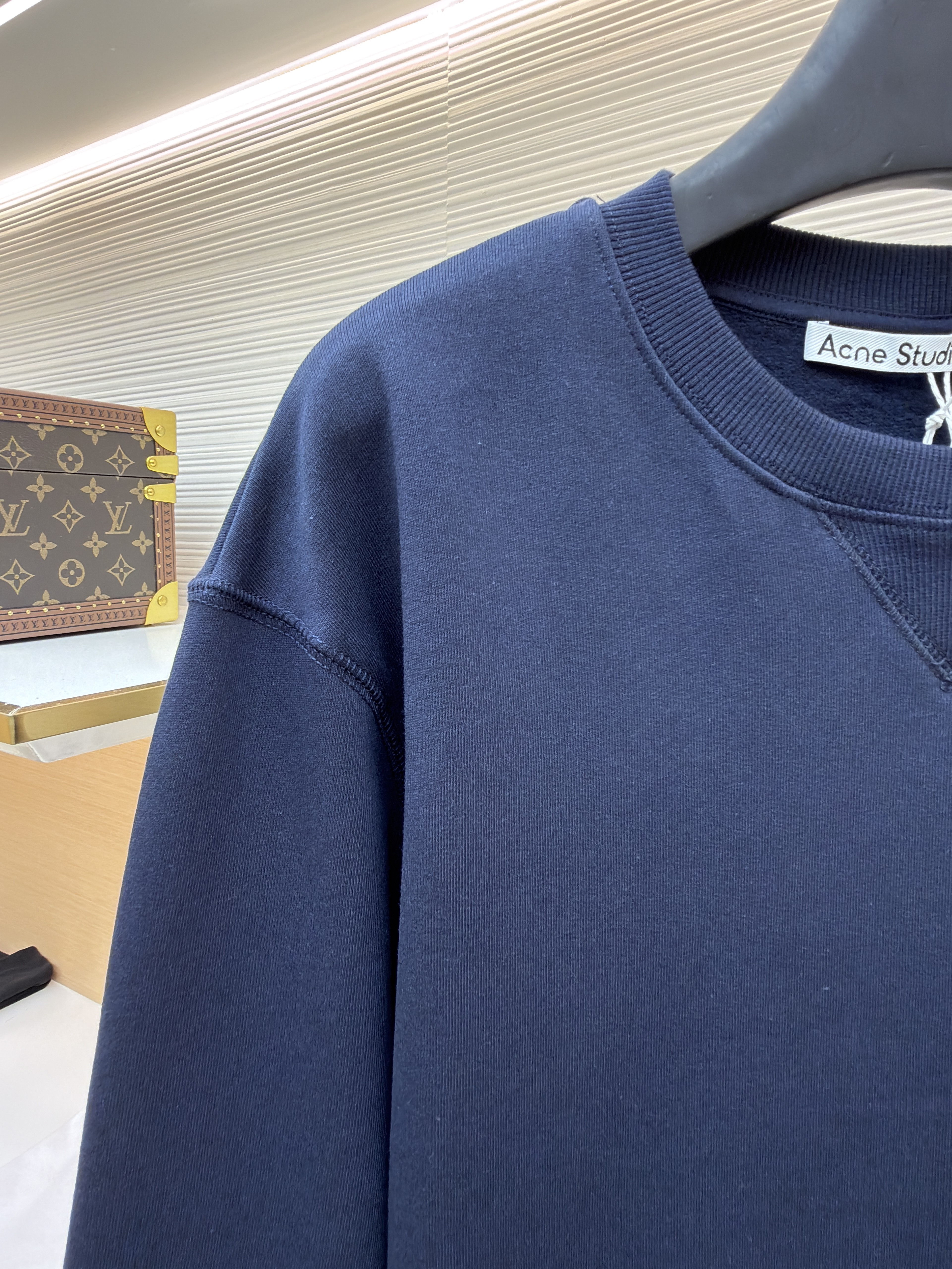 Acne Studios 字母刺绣徽标套头卫衣 外套 秋冬 长袖 藏蓝色 B0