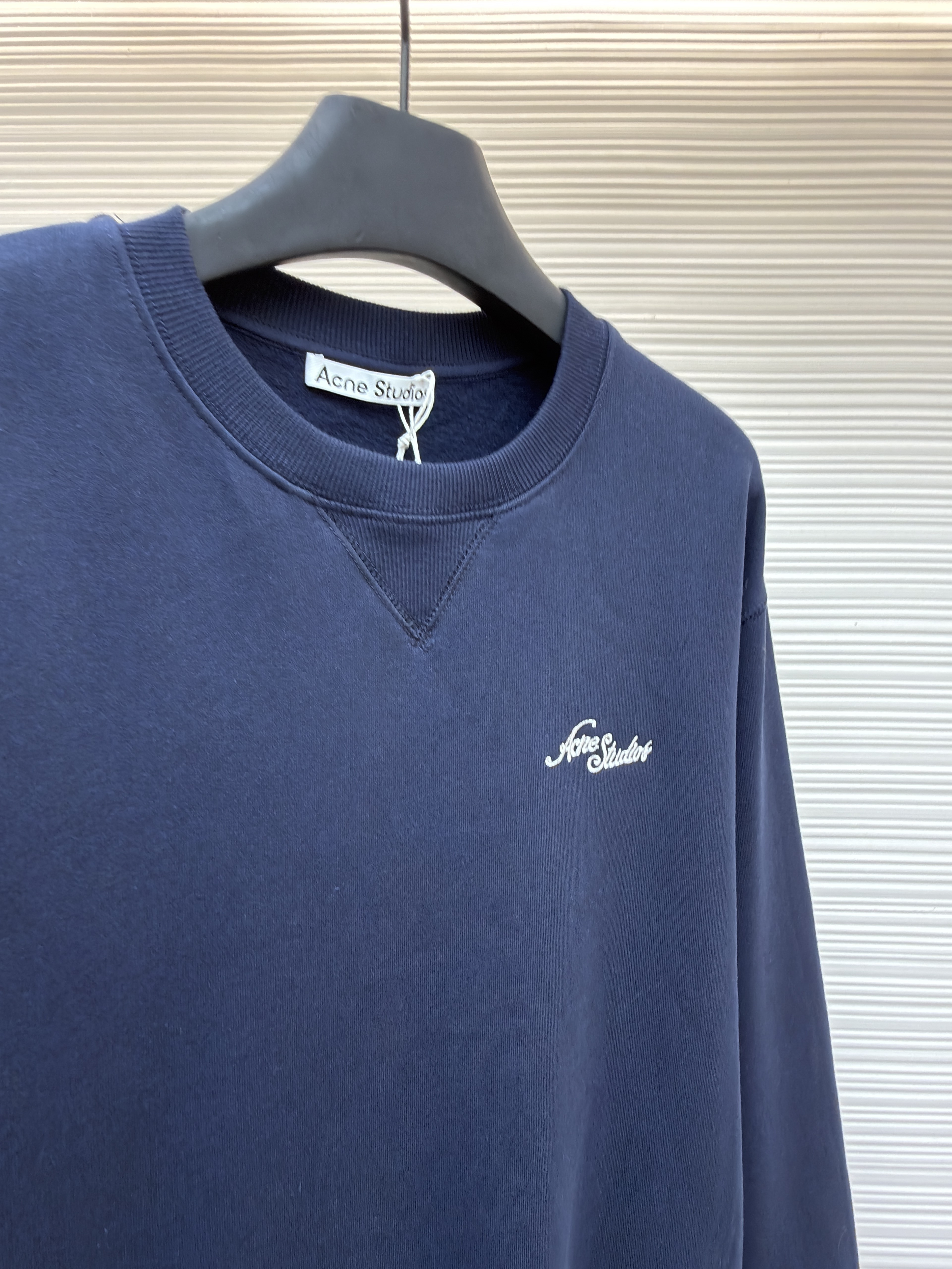 Acne Studios 字母刺绣徽标套头卫衣 外套 秋冬 长袖 藏蓝色 B0