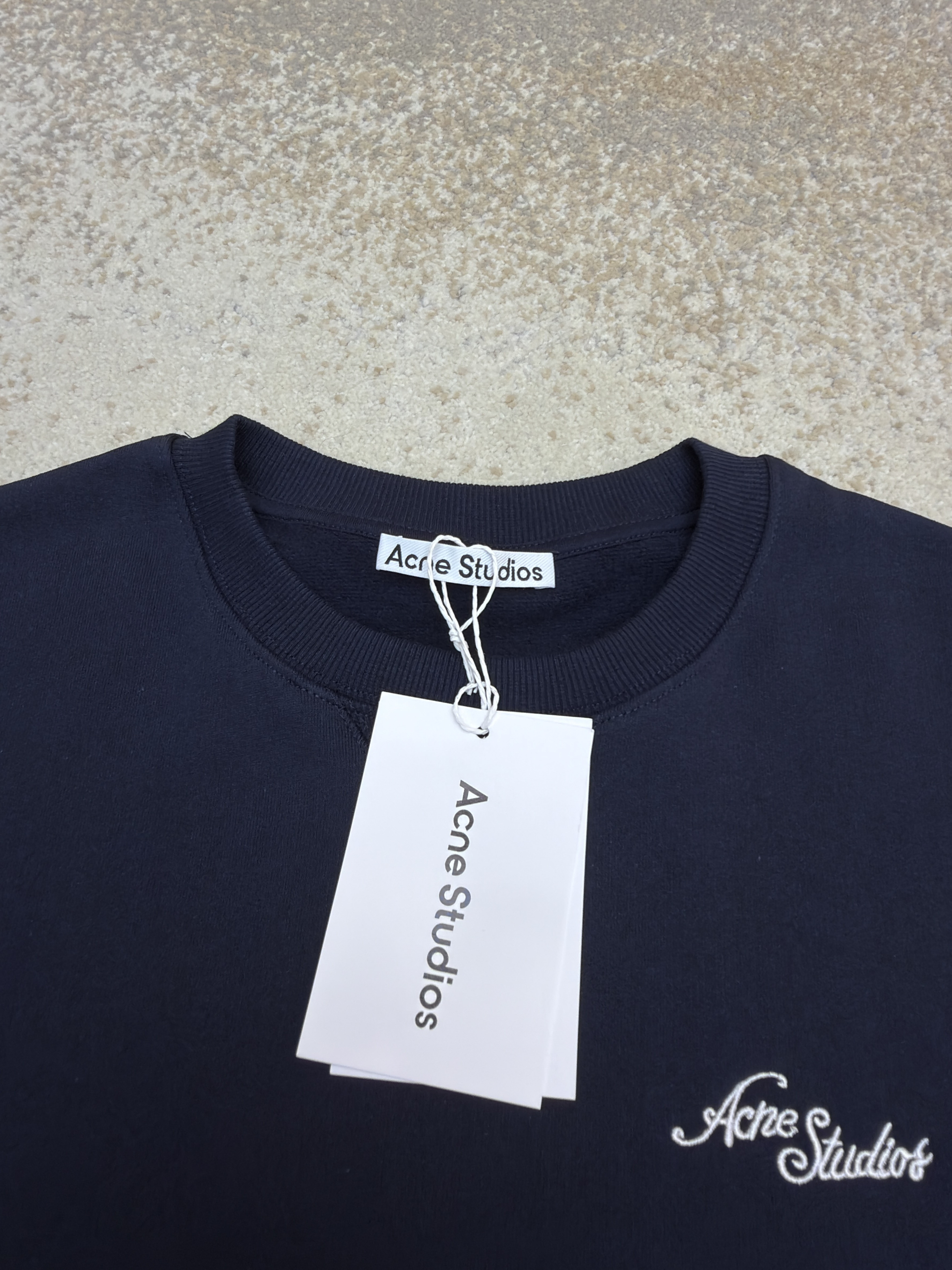 Acne Studios 字母刺绣徽标套头卫衣 外套 秋冬 长袖 藏蓝色 B0