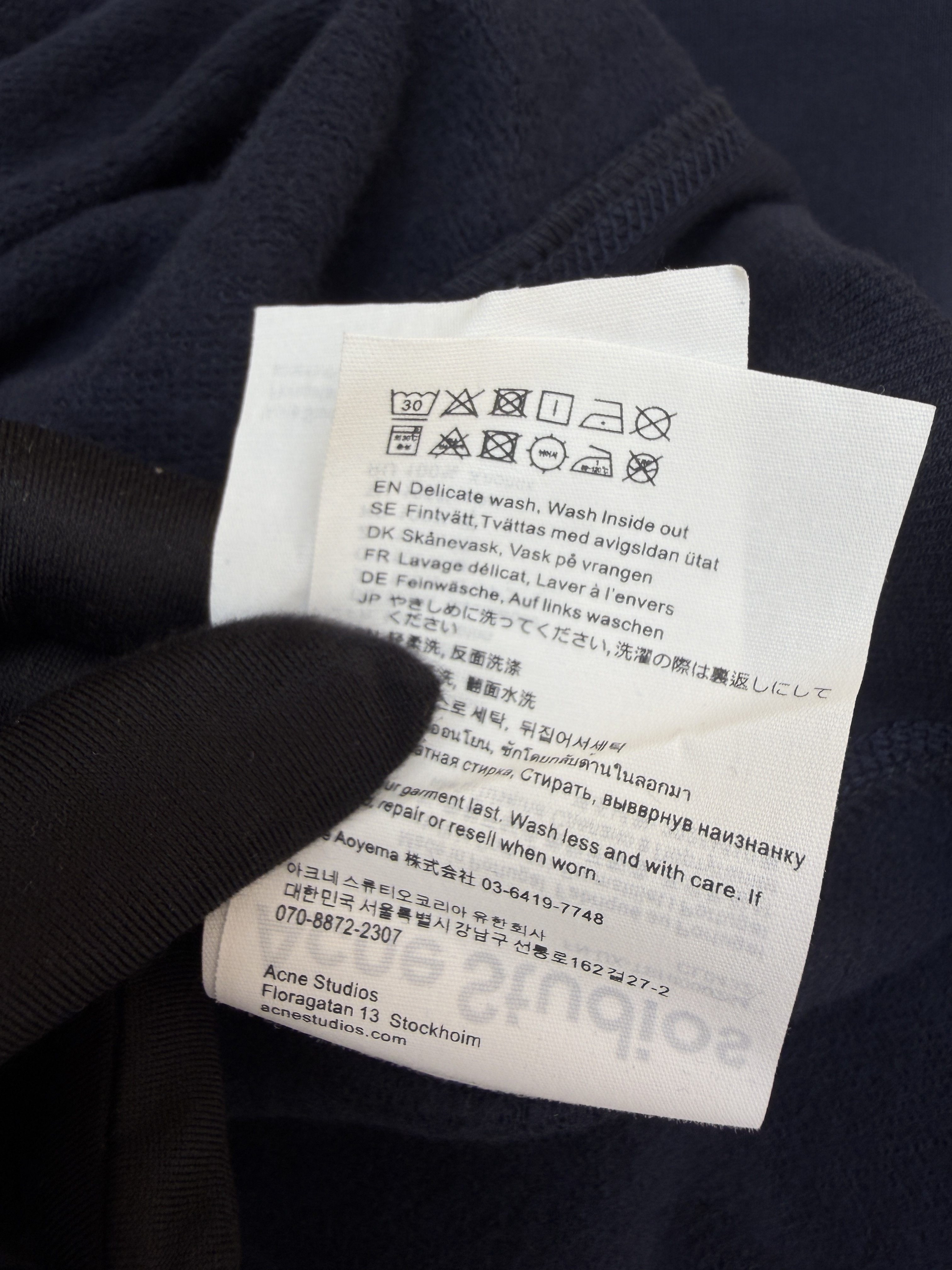 Acne Studios 字母刺绣徽标套头卫衣 外套 秋冬 长袖 藏蓝色 B0