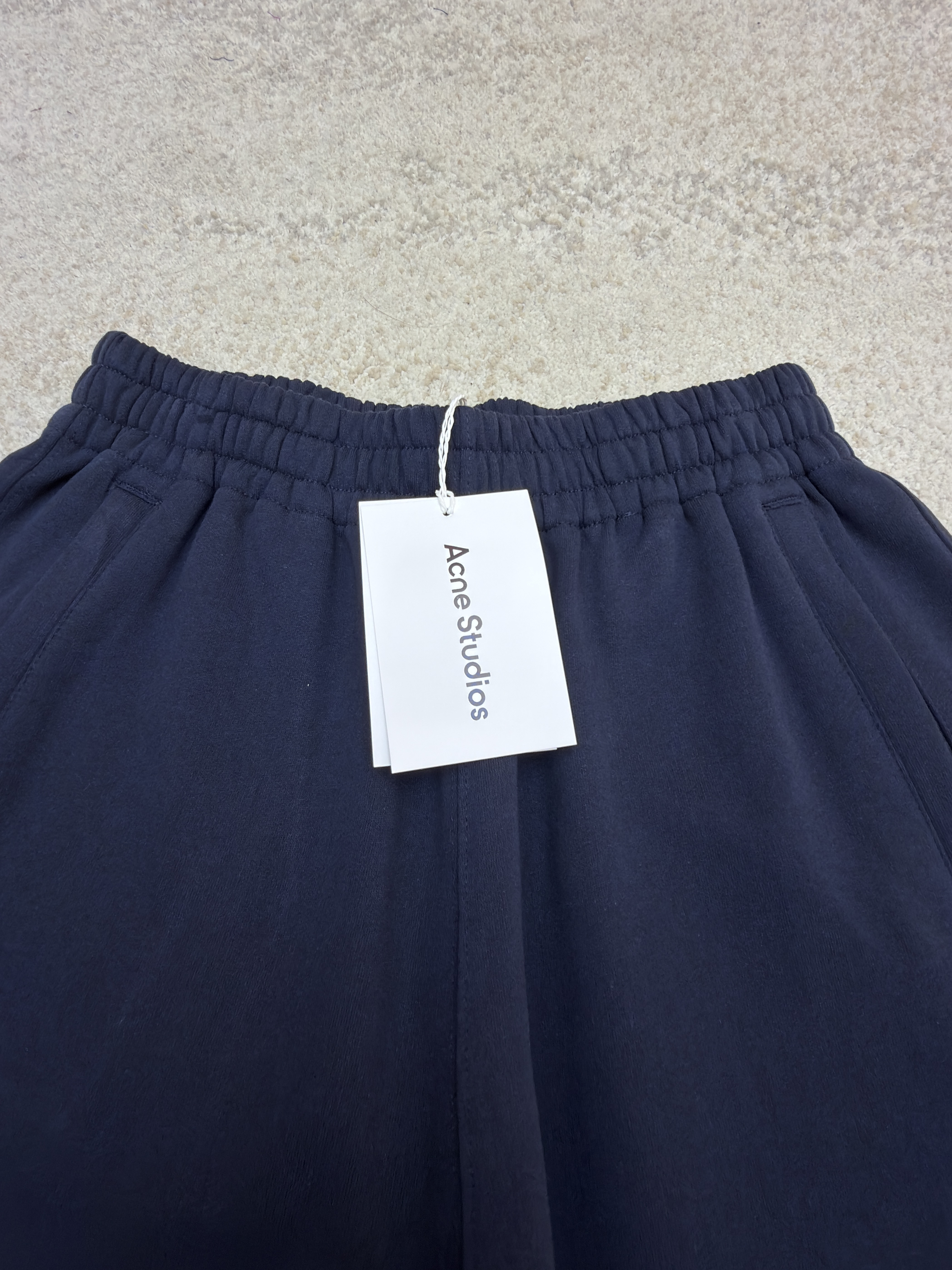 Acne Studios 花体徽标抓绒运动裤 卫裤 休闲裤 长裤 裤子 藏蓝色 B0