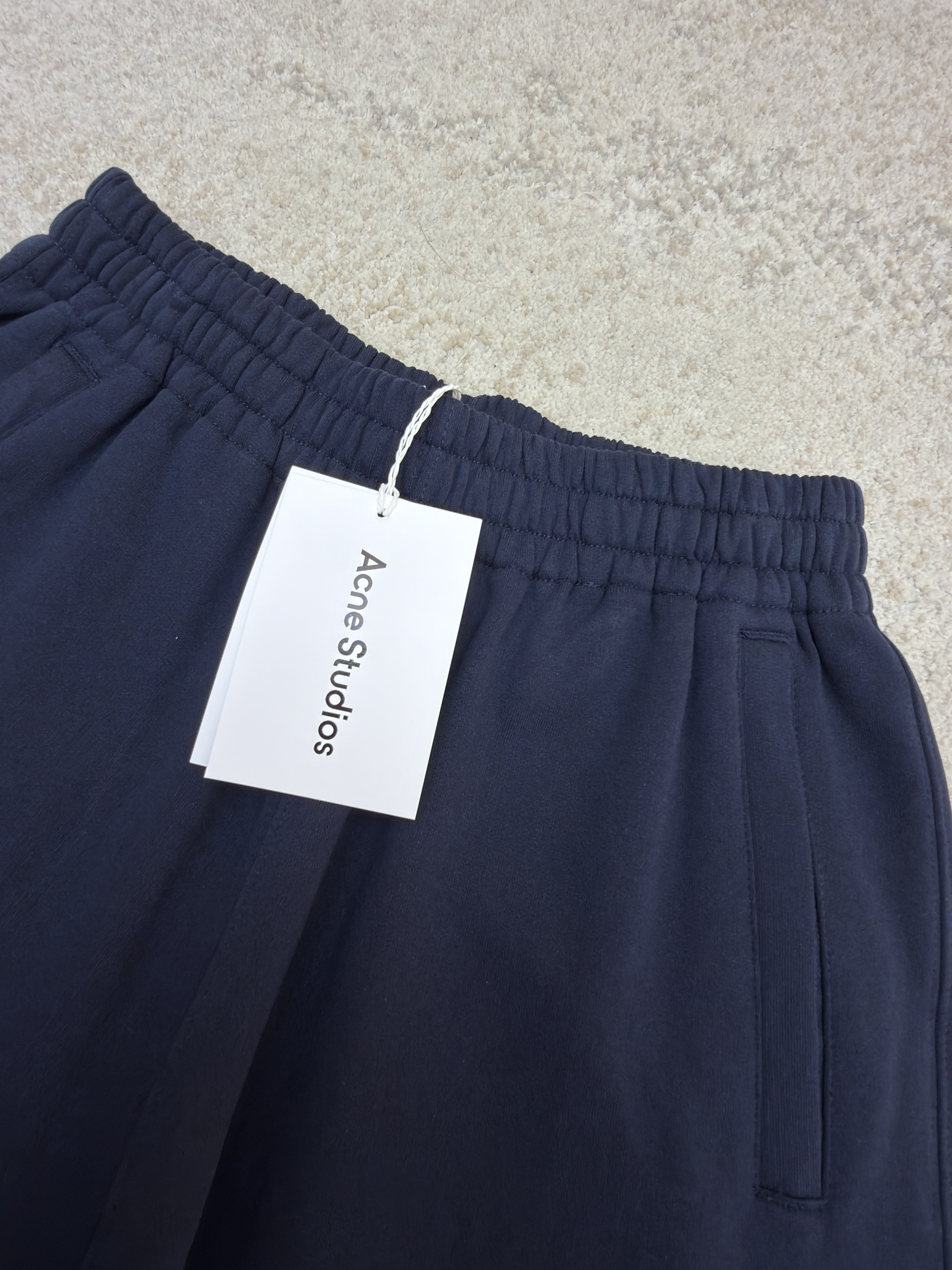 Acne Studios 花体徽标抓绒运动裤 卫裤 休闲裤 长裤 裤子 藏蓝色 B0
