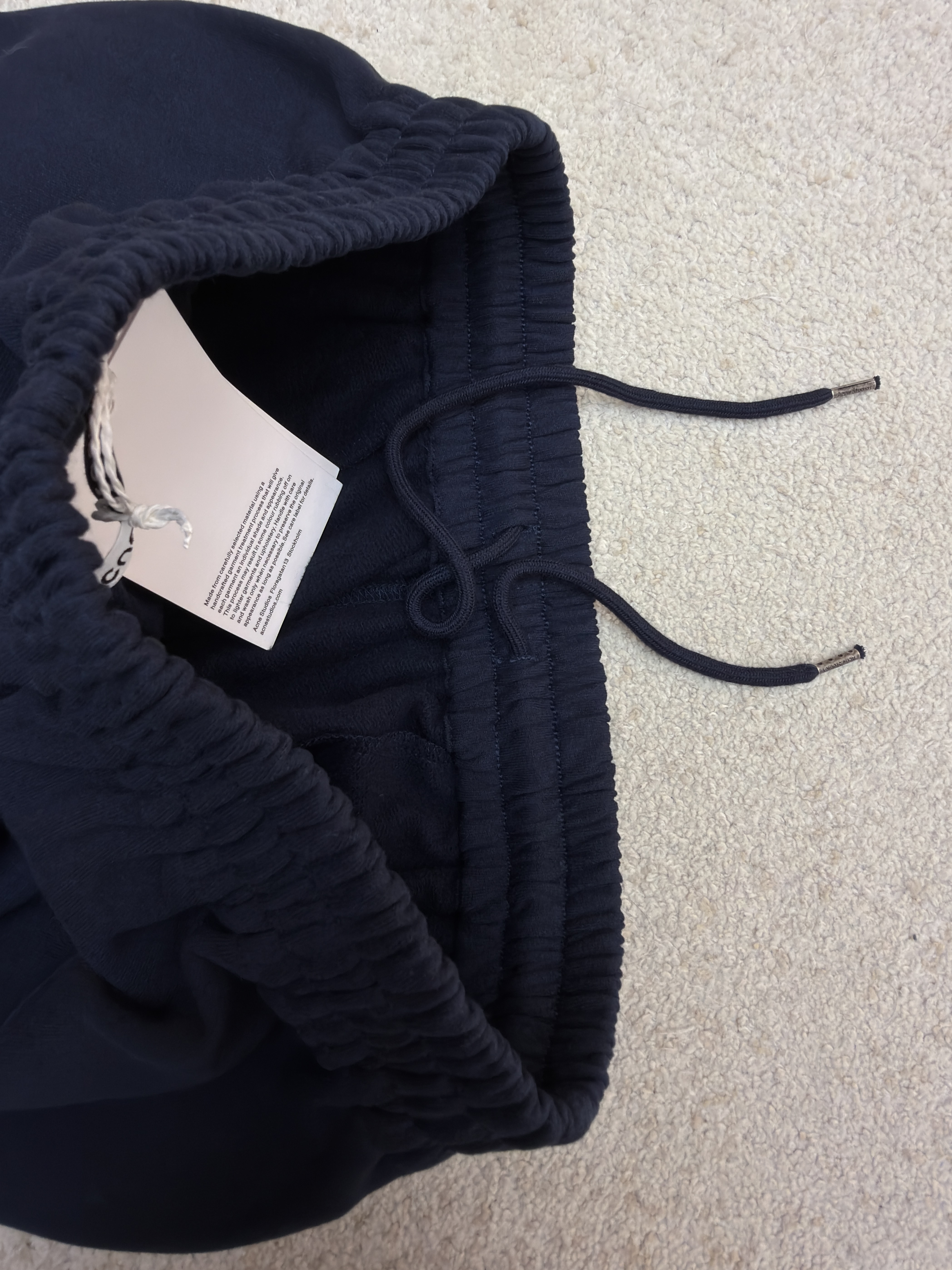 Acne Studios 花体徽标抓绒运动裤 卫裤 休闲裤 长裤 裤子 藏蓝色 B0