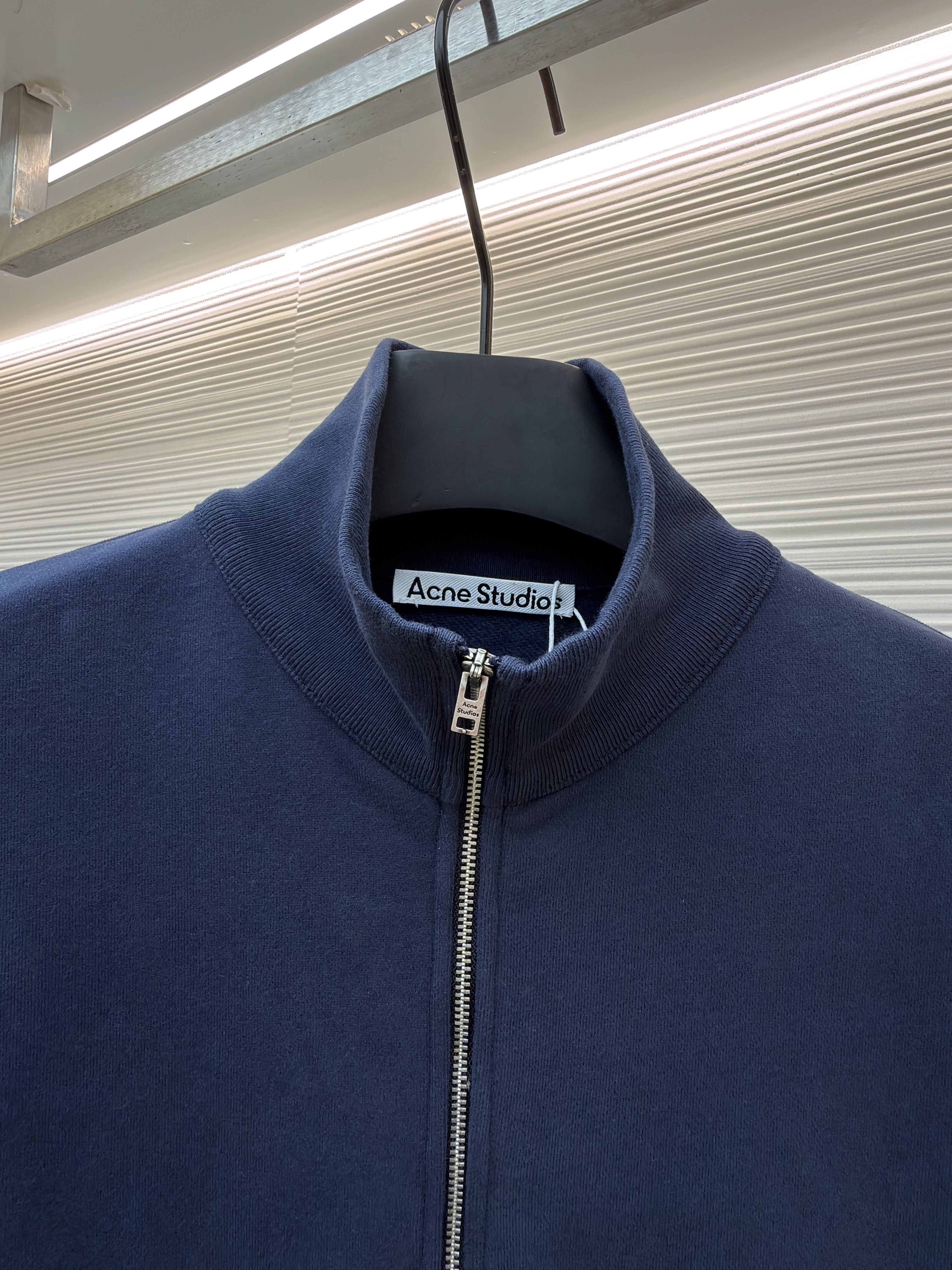 Acne Studios 后背刺绣徽标拉链立领卫衣 夹克 外套 秋冬 长袖 藏蓝色 B0