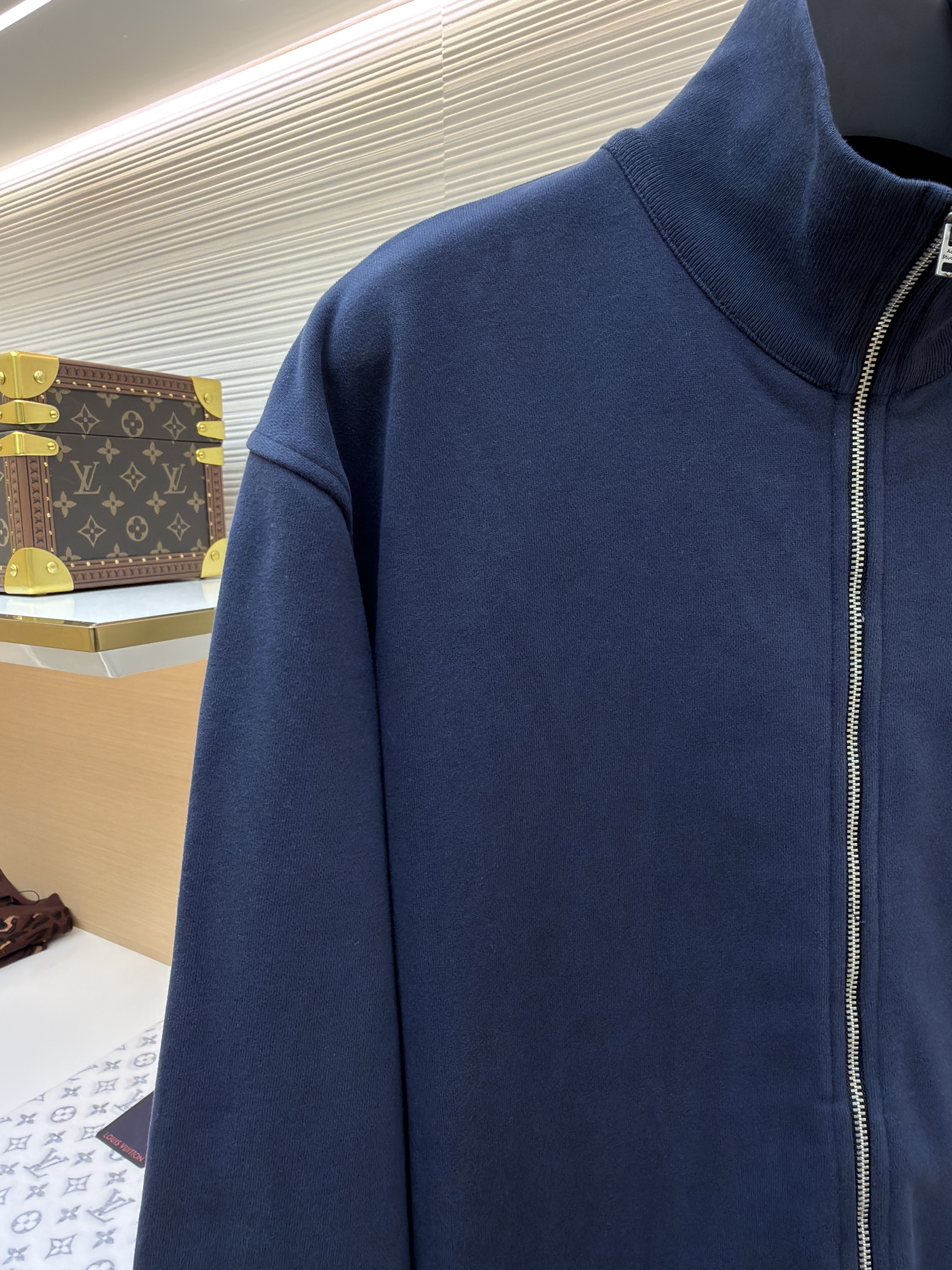 Acne Studios 后背刺绣徽标拉链立领卫衣 夹克 外套 秋冬 长袖 藏蓝色 B0