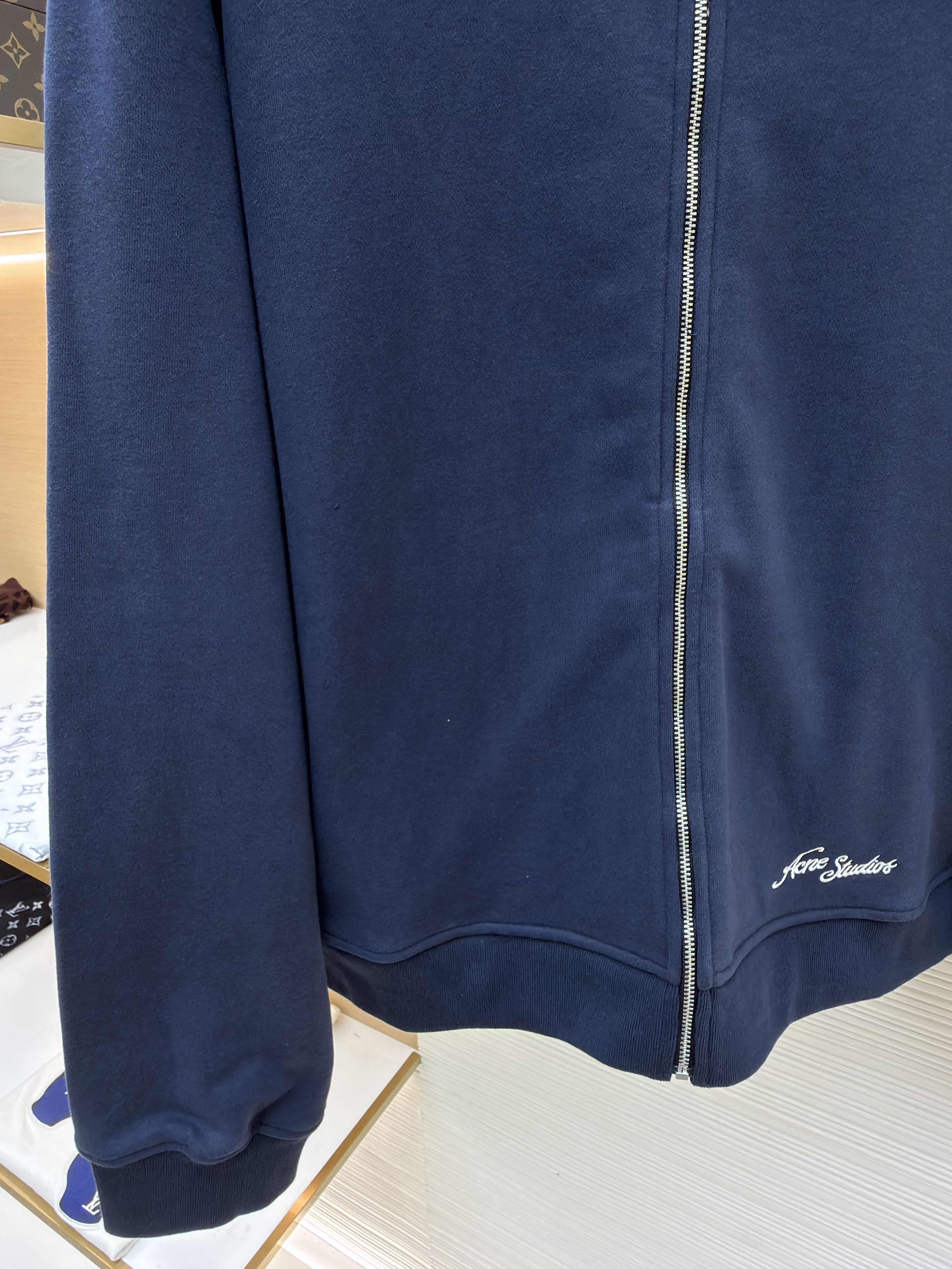 Acne Studios 后背刺绣徽标拉链立领卫衣 夹克 外套 秋冬 长袖 藏蓝色 B0