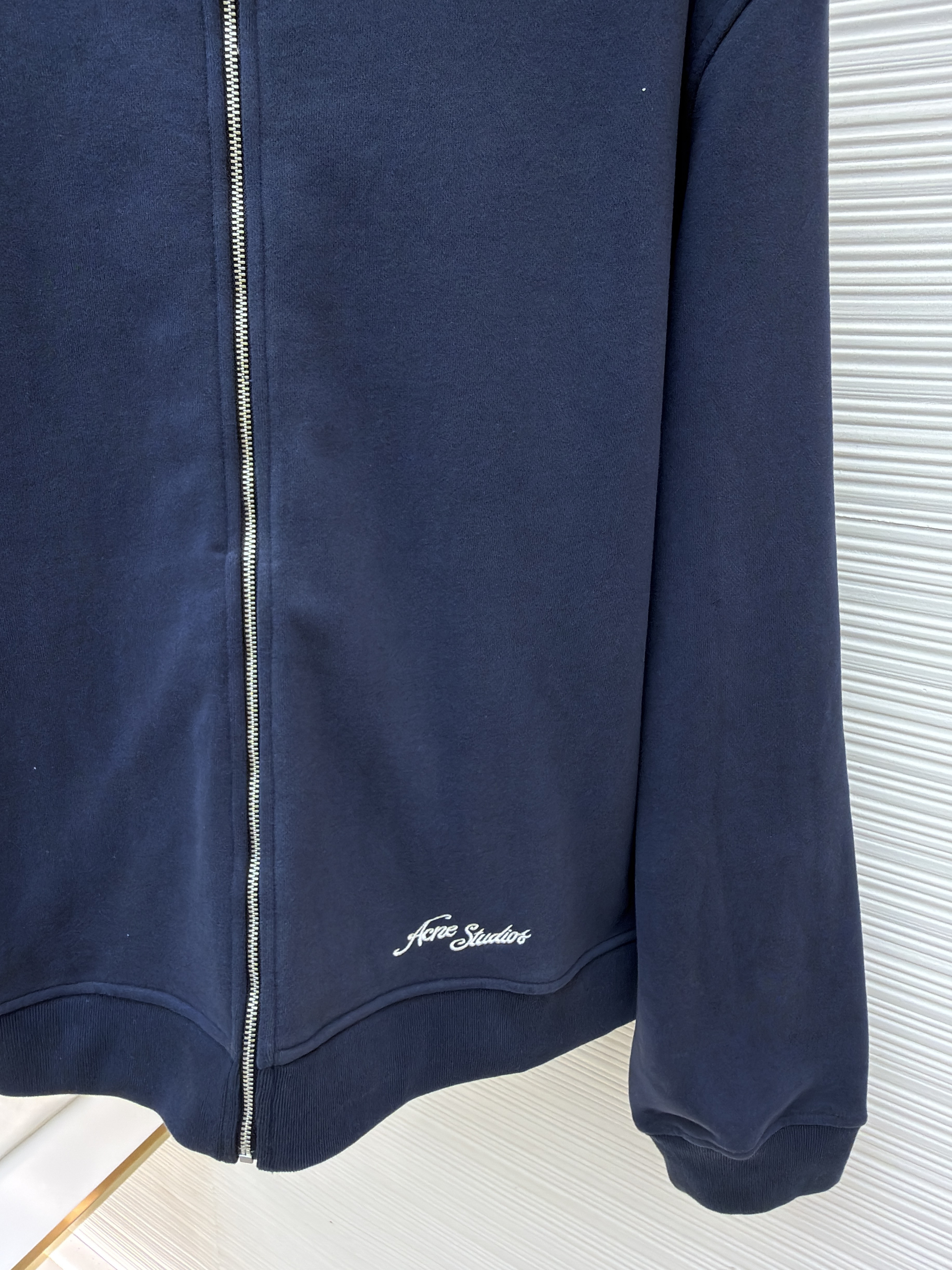 Acne Studios 后背刺绣徽标拉链立领卫衣 夹克 外套 秋冬 长袖 藏蓝色 B0