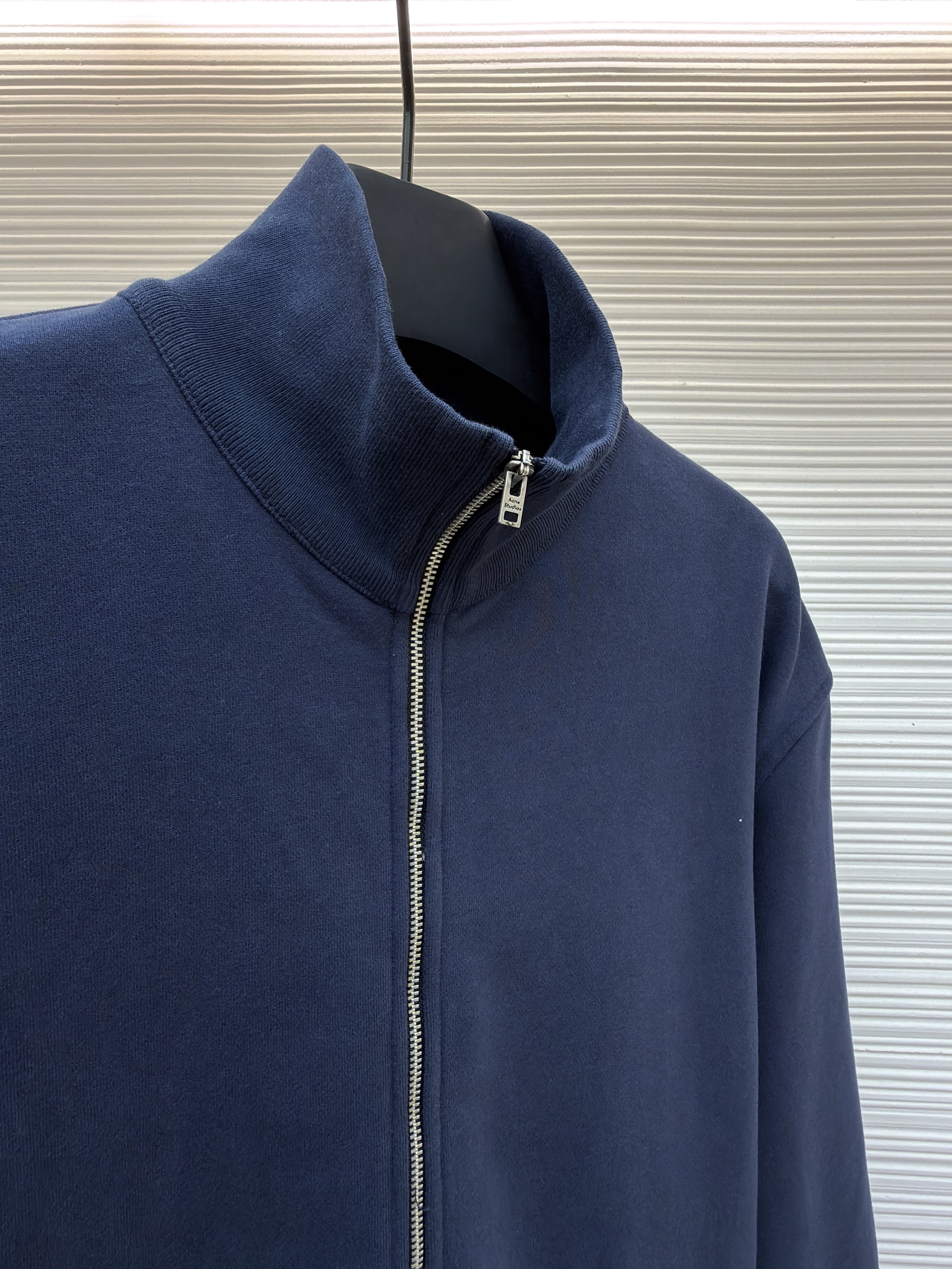 Acne Studios 后背刺绣徽标拉链立领卫衣 夹克 外套 秋冬 长袖 藏蓝色 B0