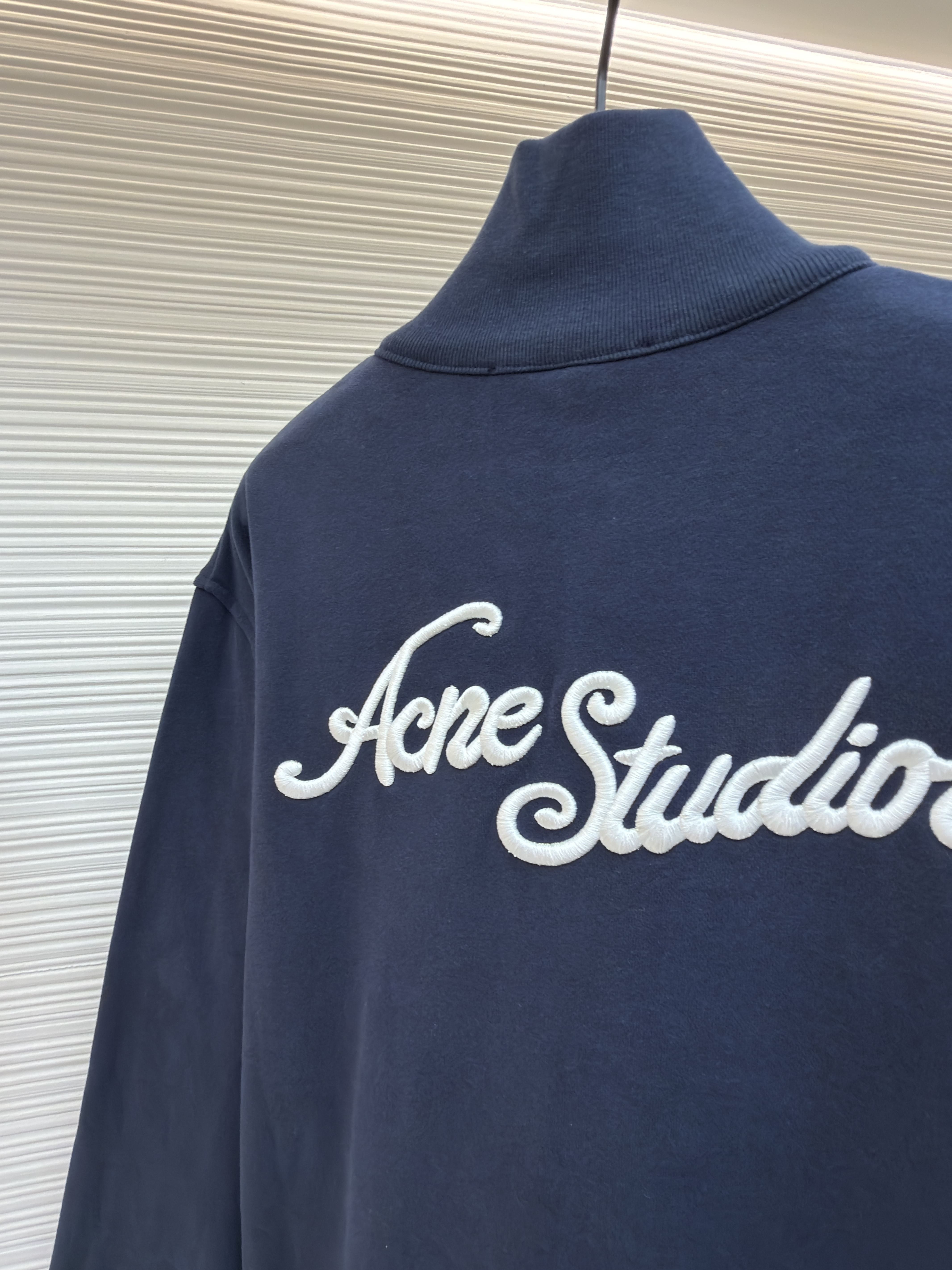 Acne Studios 后背刺绣徽标拉链立领卫衣 夹克 外套 秋冬 长袖 藏蓝色 B0