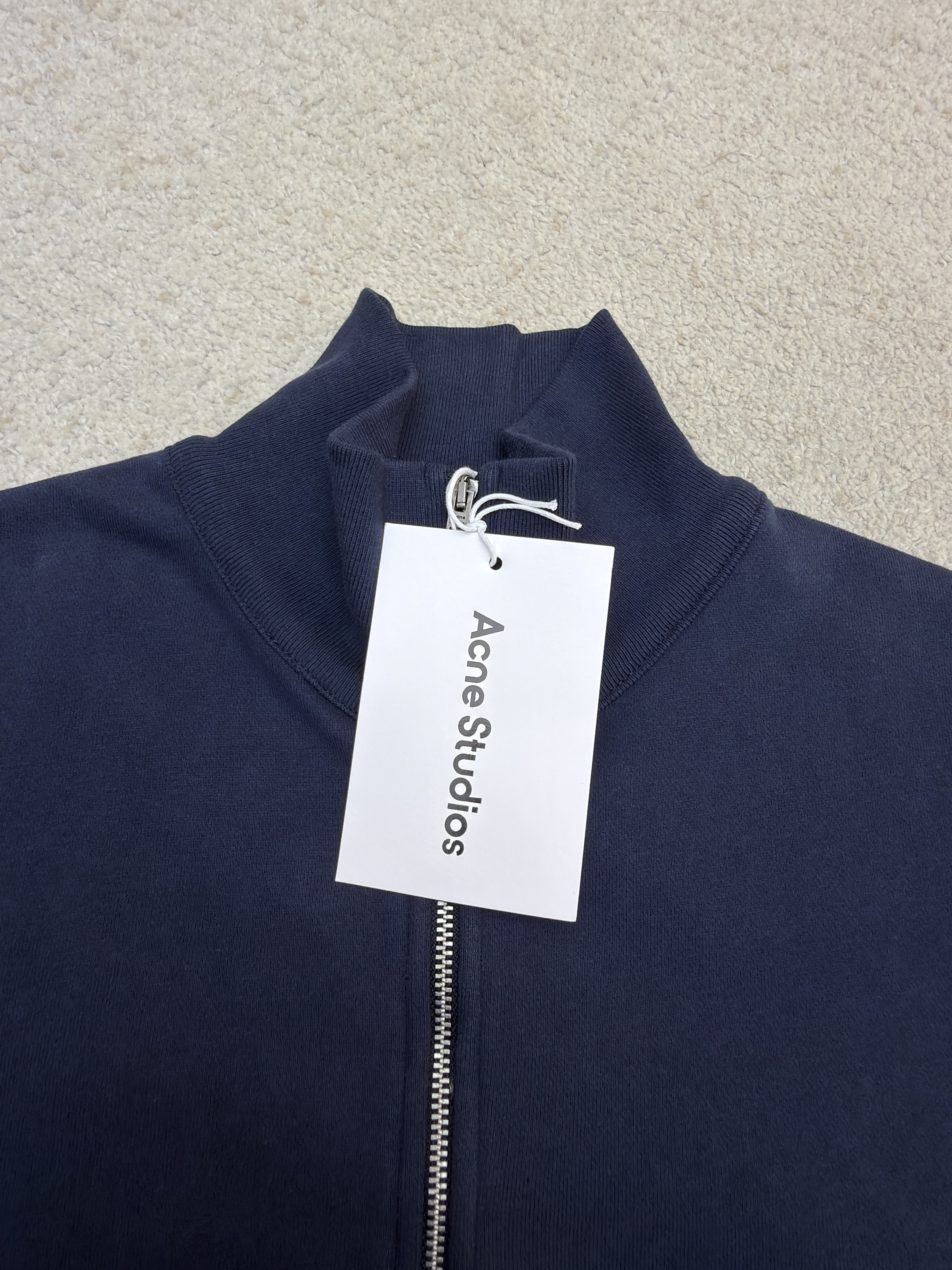 Acne Studios 后背刺绣徽标拉链立领卫衣 夹克 外套 秋冬 长袖 藏蓝色 B0