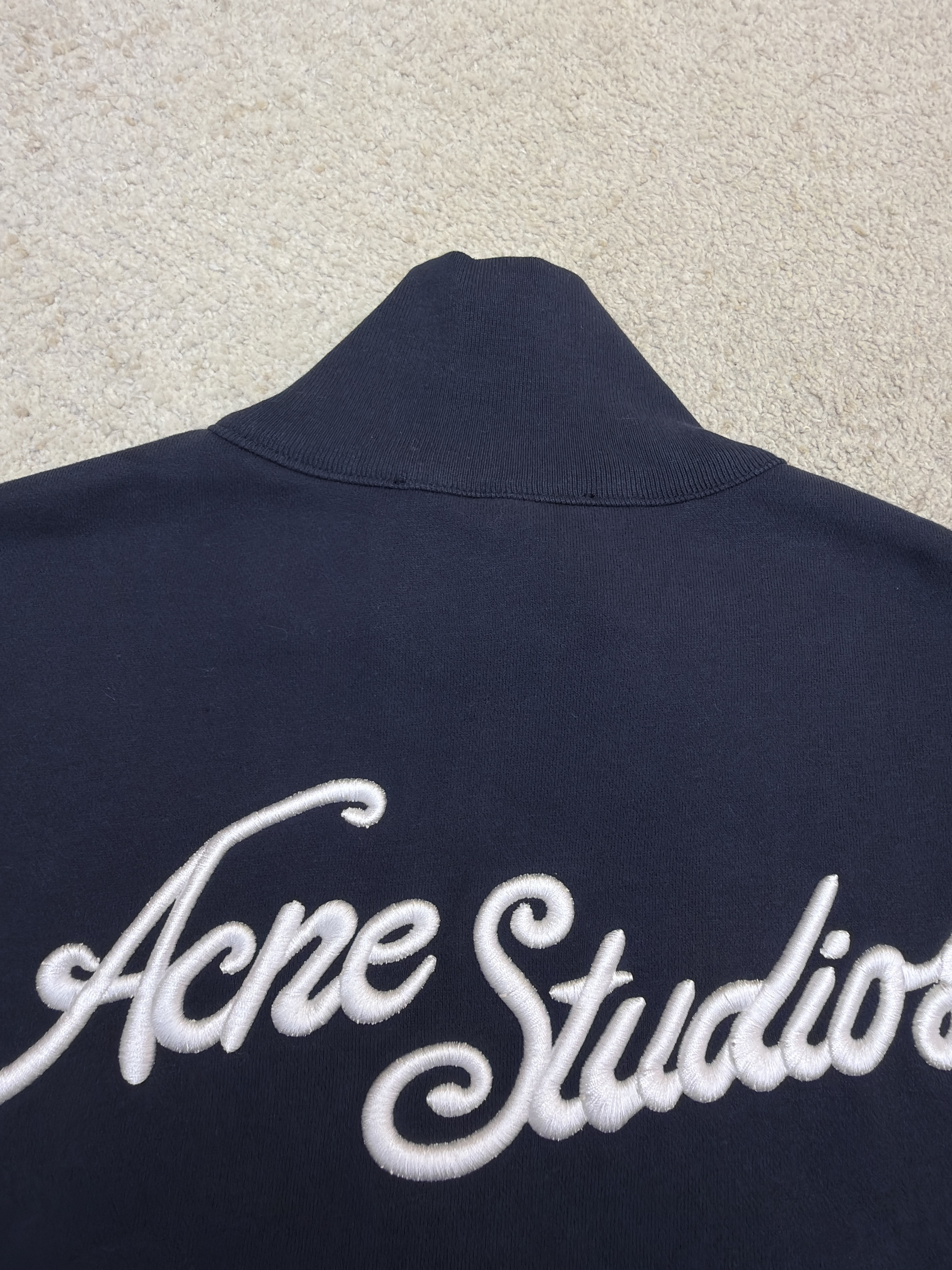Acne Studios 后背刺绣徽标拉链立领卫衣 夹克 外套 秋冬 长袖 藏蓝色 B0
