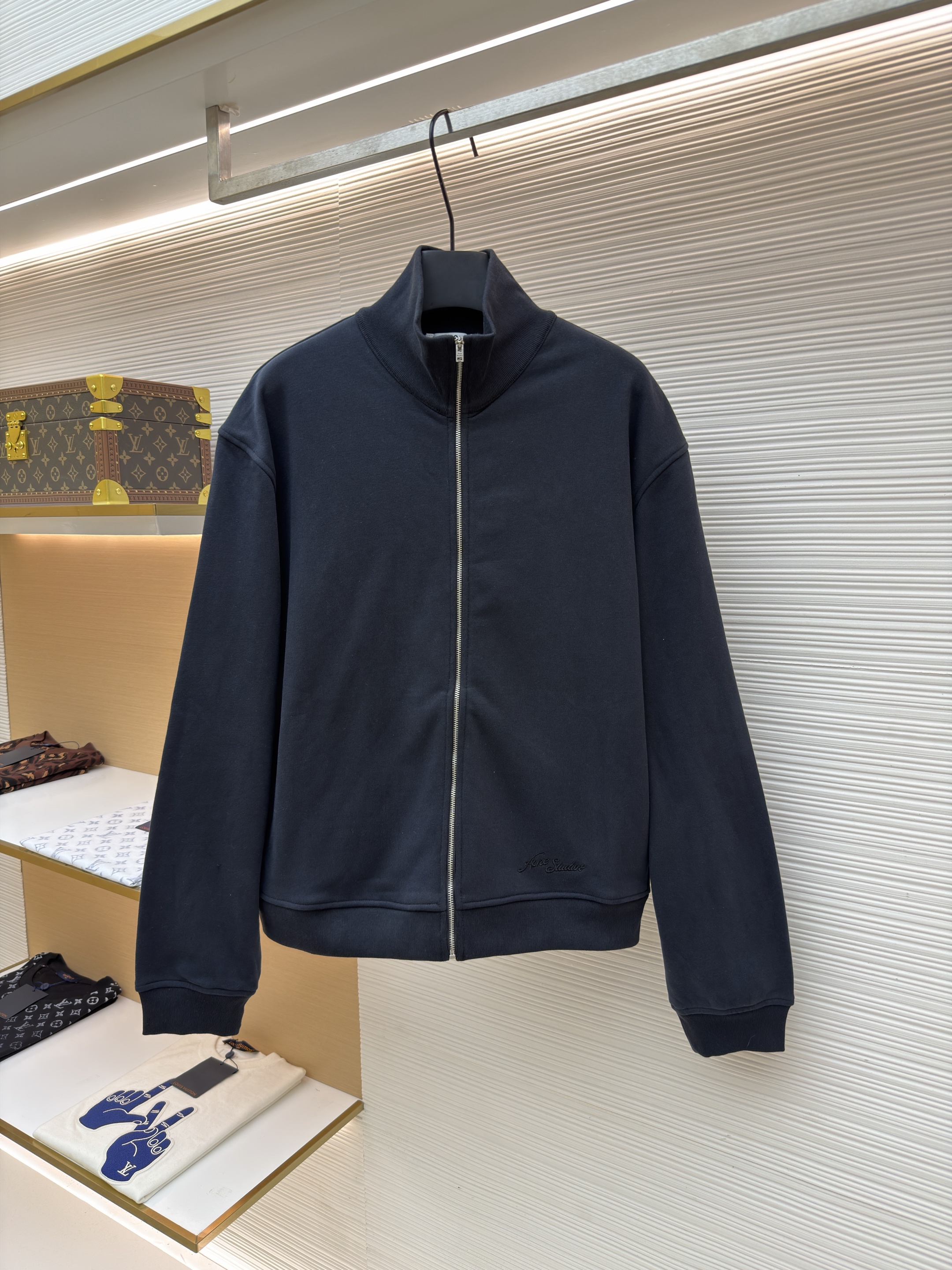 Acne Studios 后背刺绣徽标拉链立领卫衣 夹克 外套 秋冬 长袖 黑色 B0