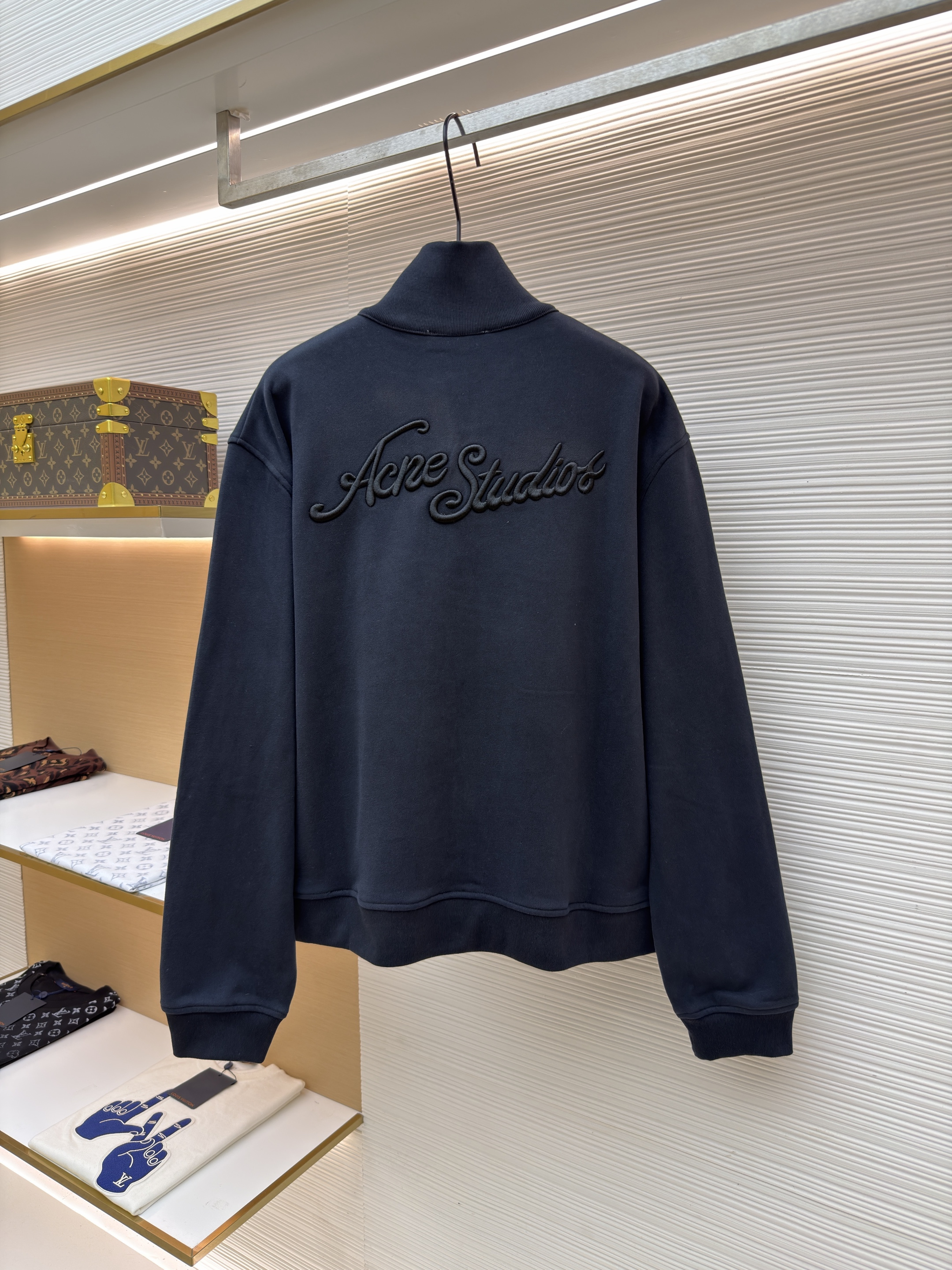 Acne Studios 后背刺绣徽标拉链立领卫衣 夹克 外套 秋冬 长袖 黑色 B0
