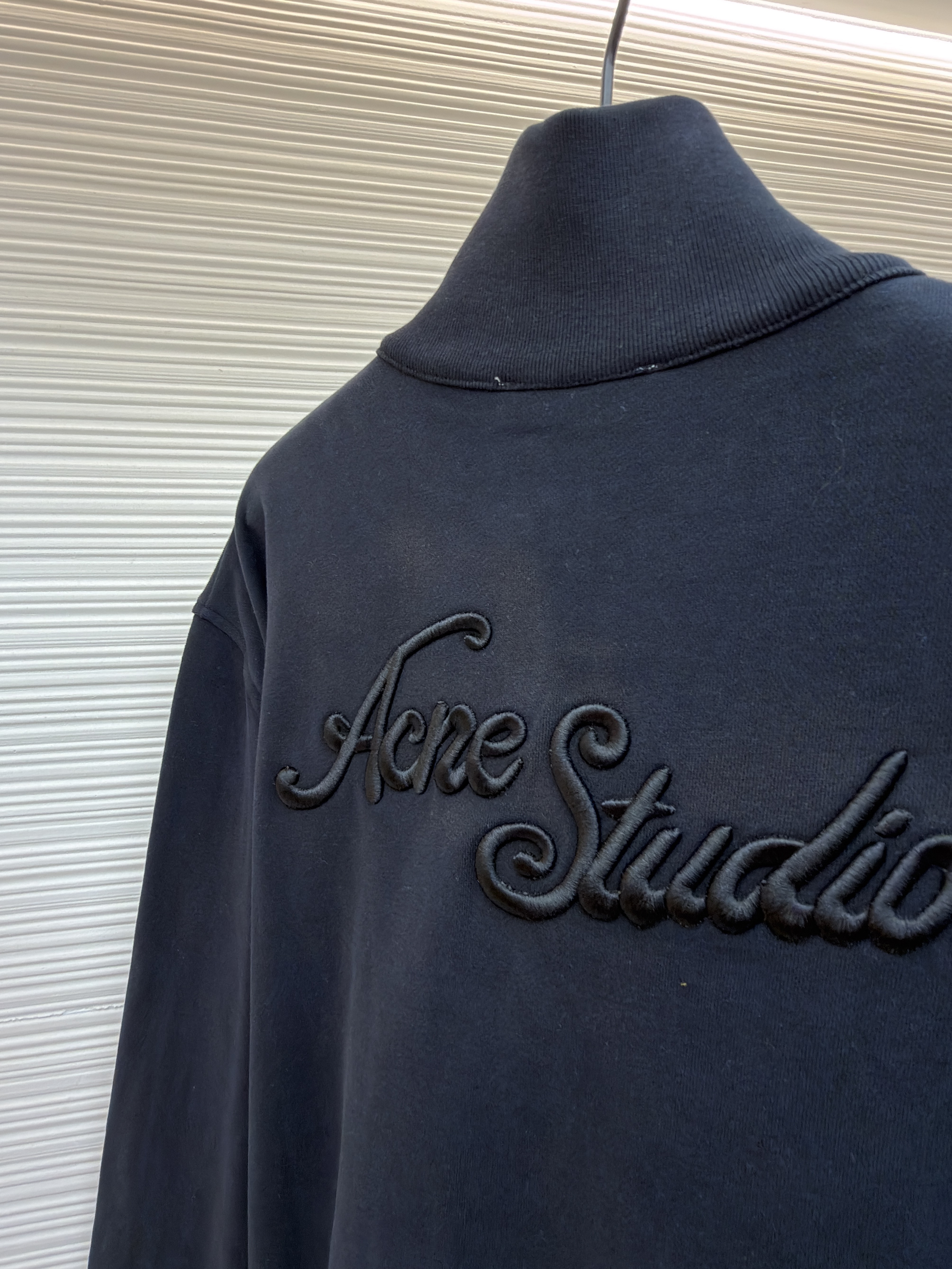 Acne Studios 后背刺绣徽标拉链立领卫衣 夹克 外套 秋冬 长袖 黑色 B0