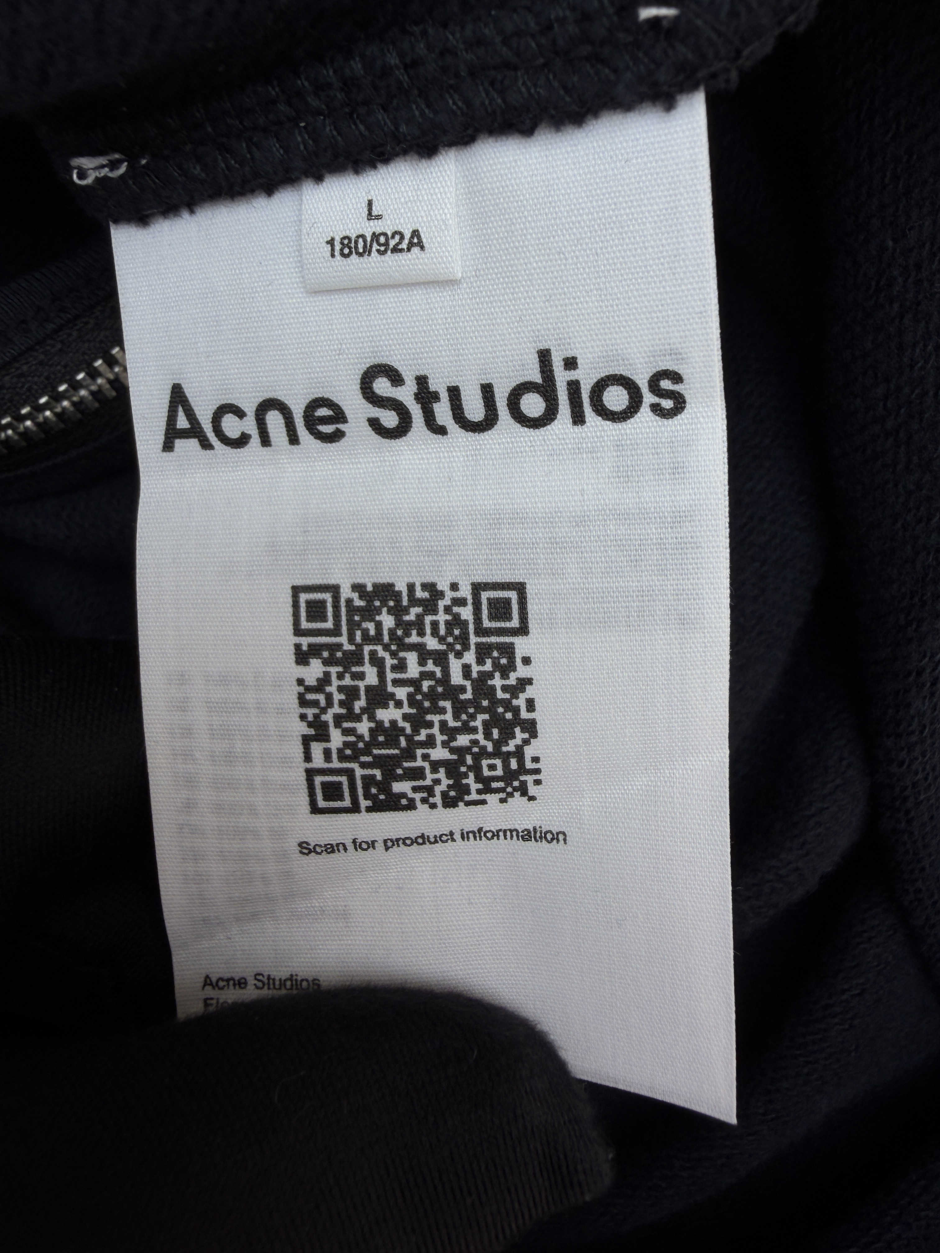 Acne Studios 后背刺绣徽标拉链立领卫衣 夹克 外套 秋冬 长袖 黑色 B0
