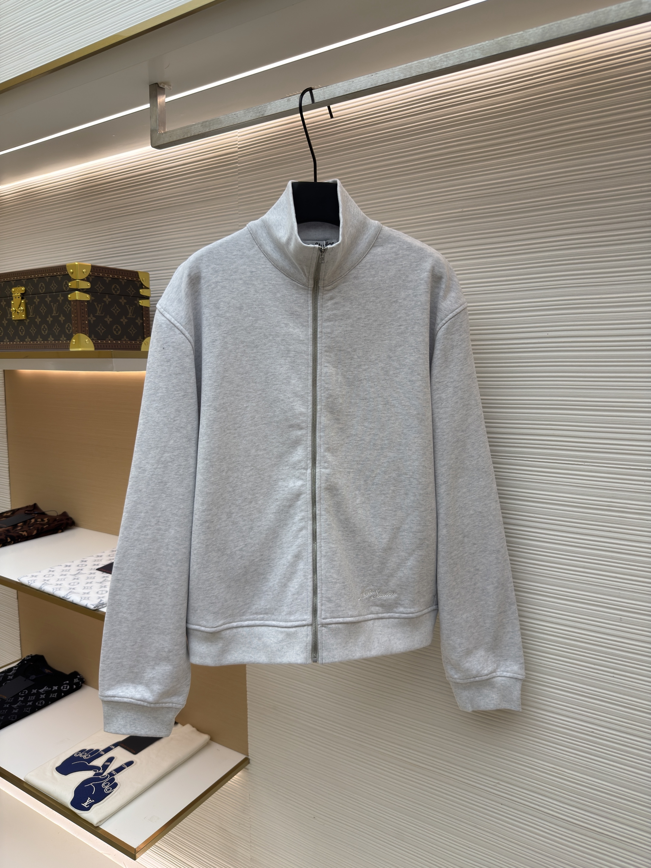 Acne Studios 后背刺绣徽标拉链立领卫衣 夹克 外套 秋冬 长袖 灰色 B0