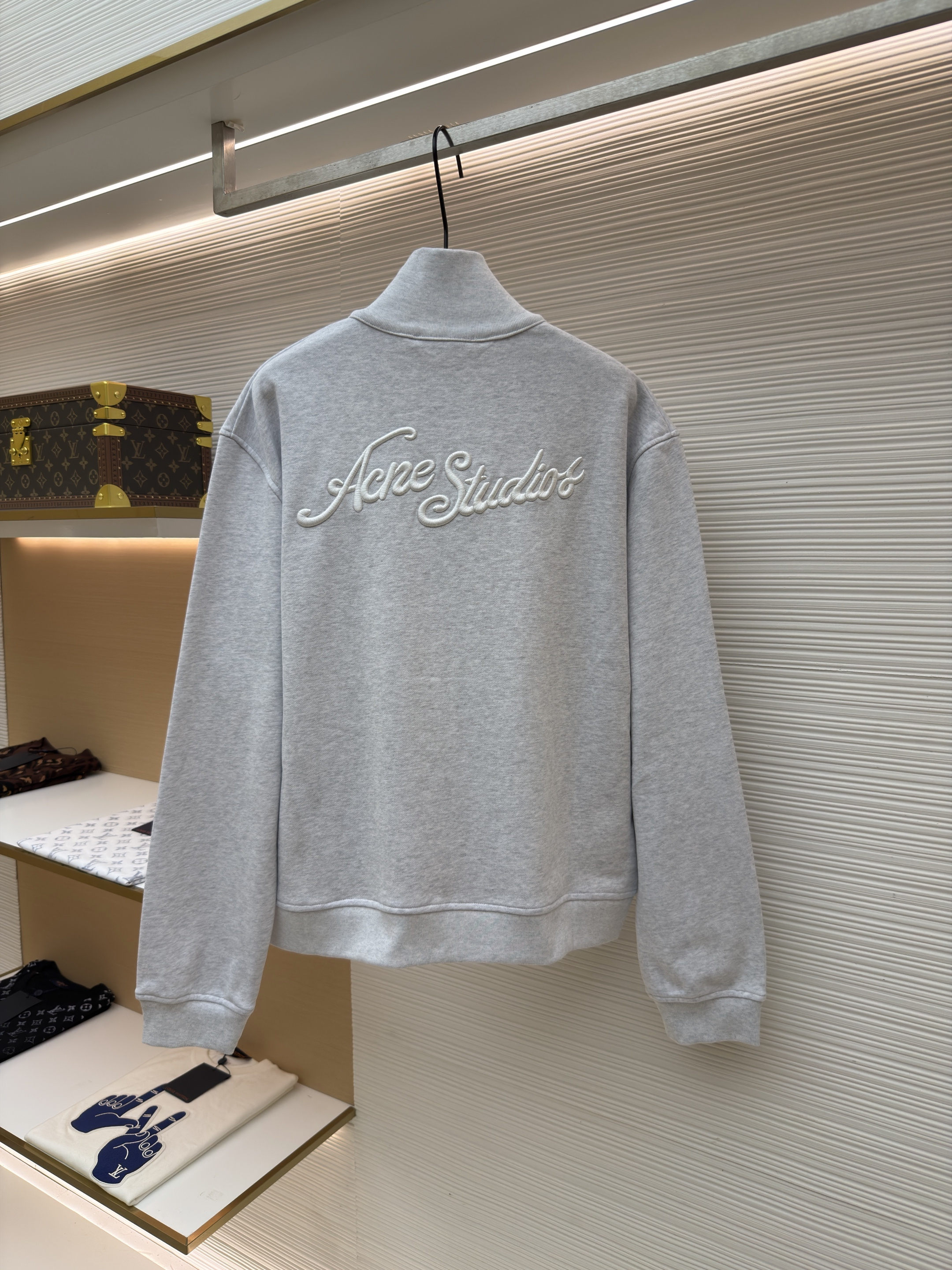 Acne Studios 后背刺绣徽标拉链立领卫衣 夹克 外套 秋冬 长袖 灰色 B0