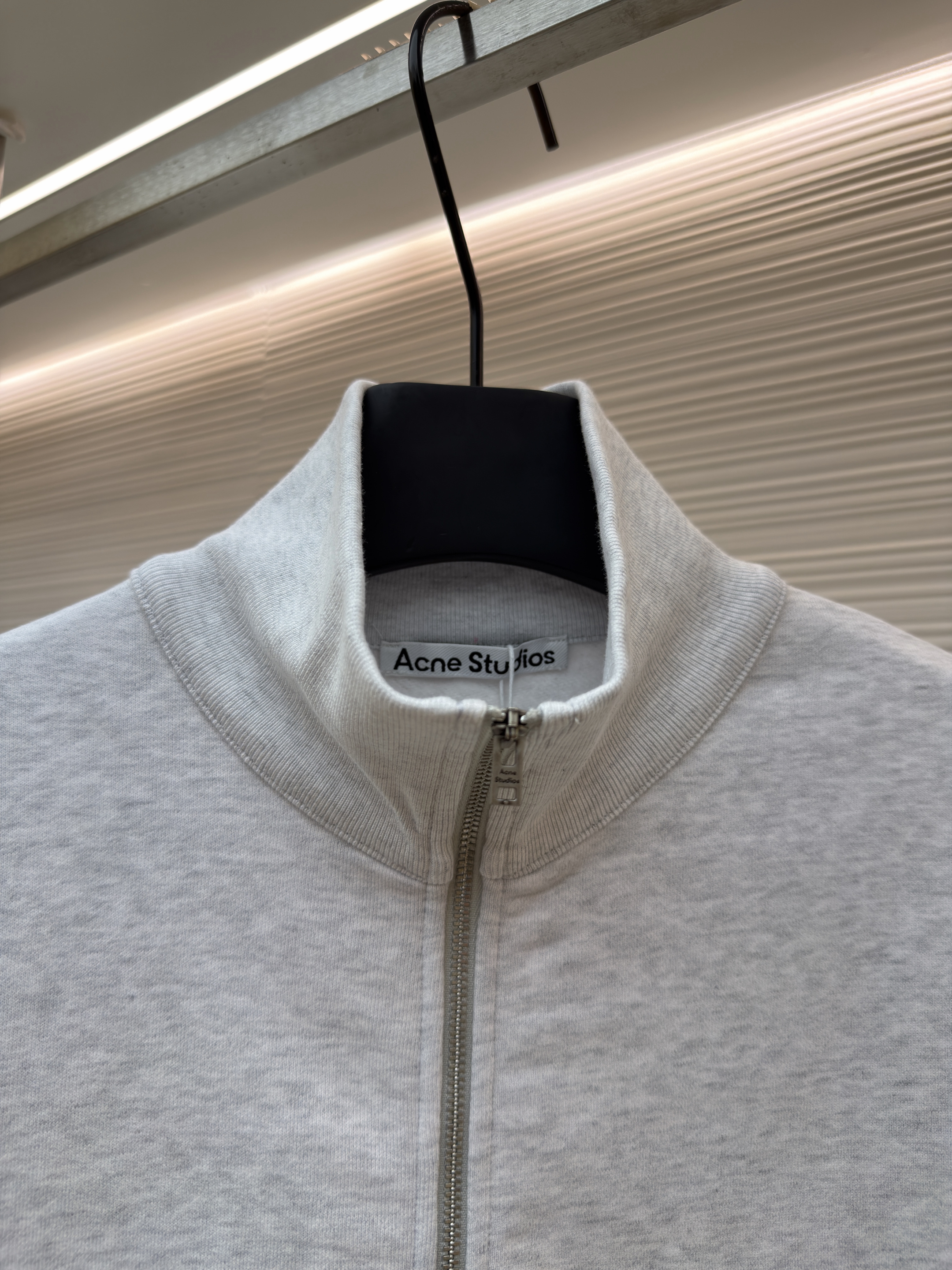 Acne Studios 后背刺绣徽标拉链立领卫衣 夹克 外套 秋冬 长袖 灰色 B0