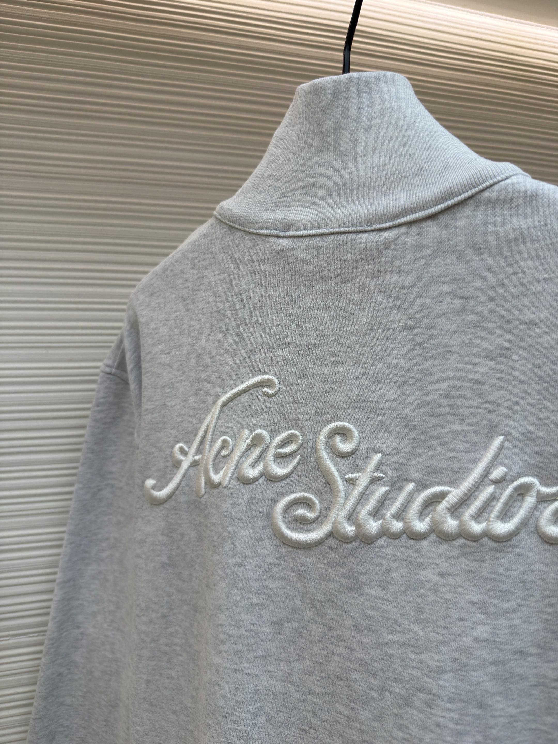 Acne Studios 后背刺绣徽标拉链立领卫衣 夹克 外套 秋冬 长袖 灰色 B0