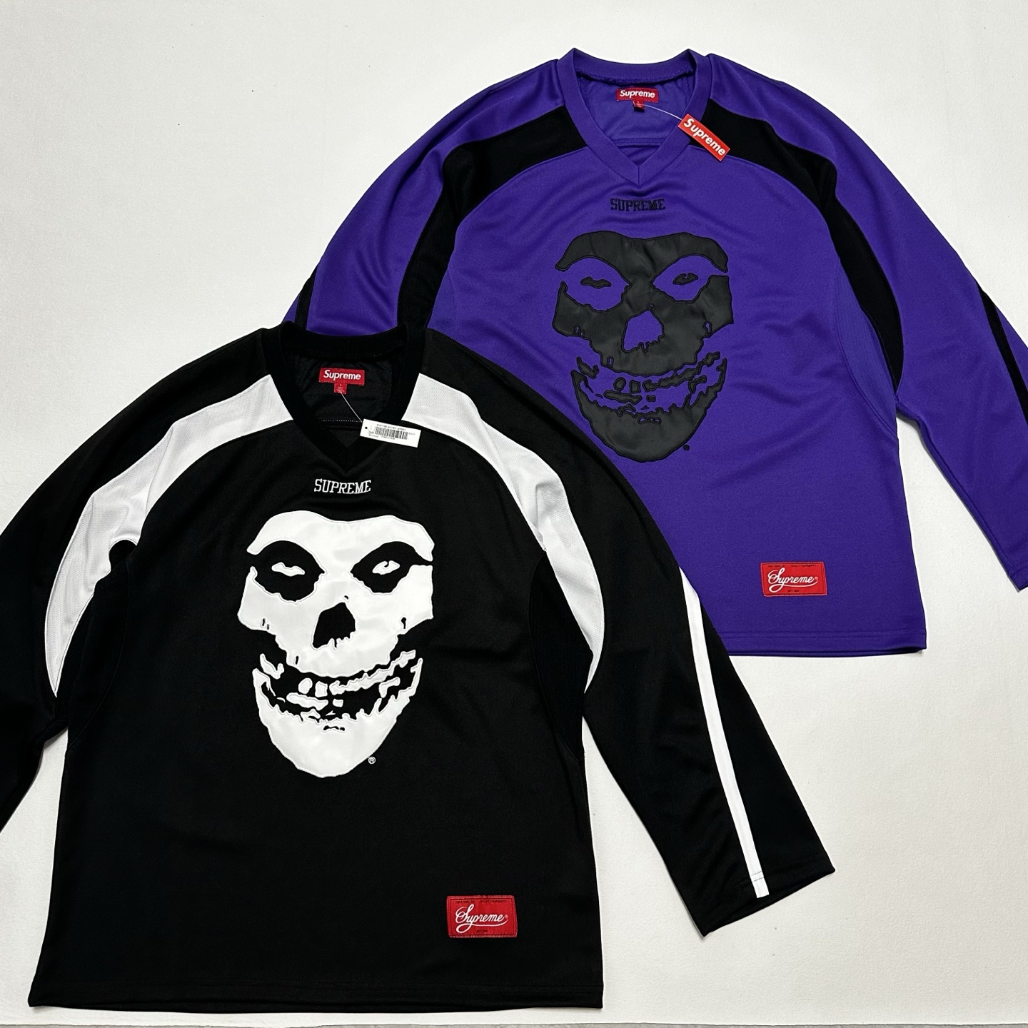 Supreme THE MISFITS 联名款 拼色骷髅冰球服 球衣 T恤 秋冬 长袖 黑色 紫色