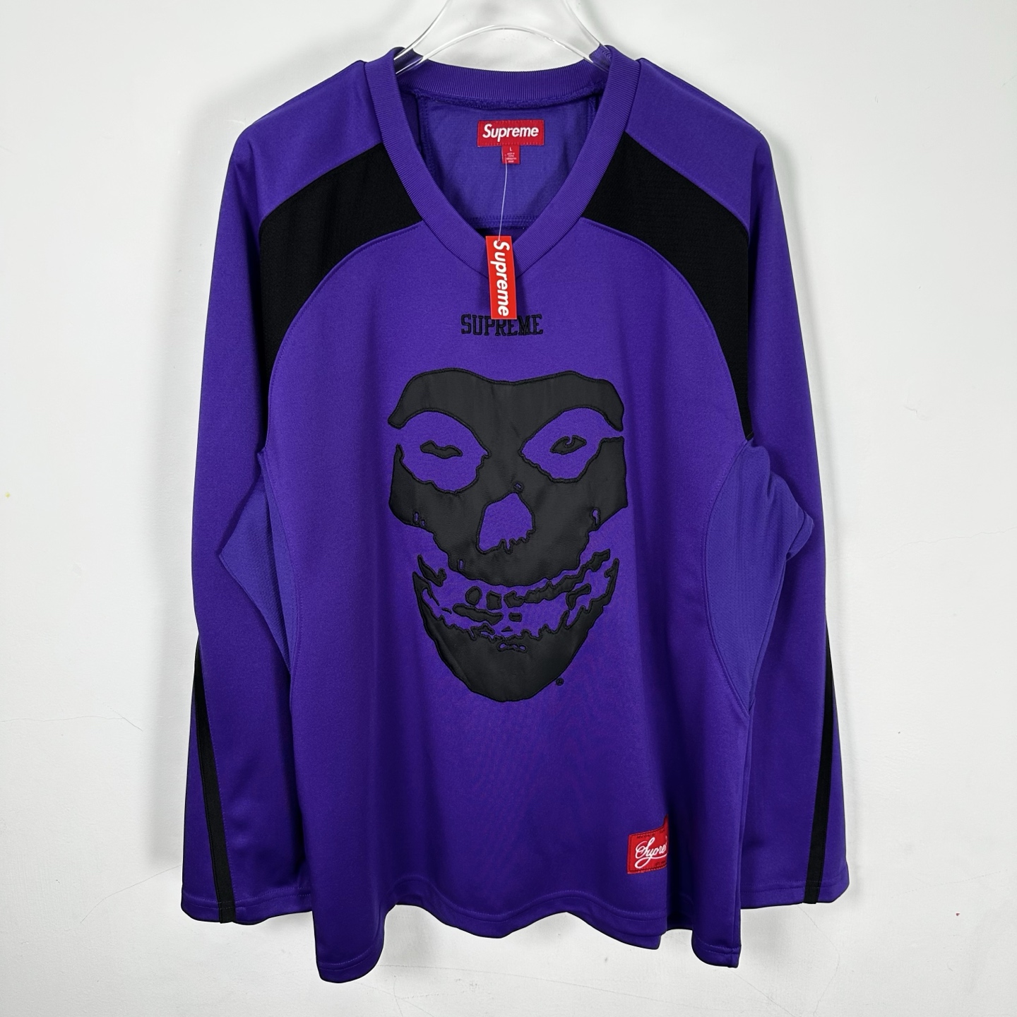 Supreme THE MISFITS 联名款 拼色骷髅冰球服 球衣 T恤 秋冬 长袖 黑色 紫色
