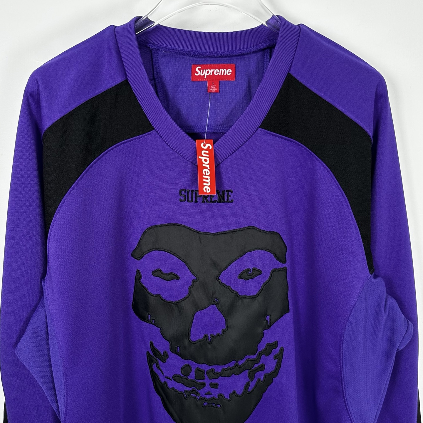 Supreme THE MISFITS 联名款 拼色骷髅冰球服 球衣 T恤 秋冬 长袖 黑色 紫色