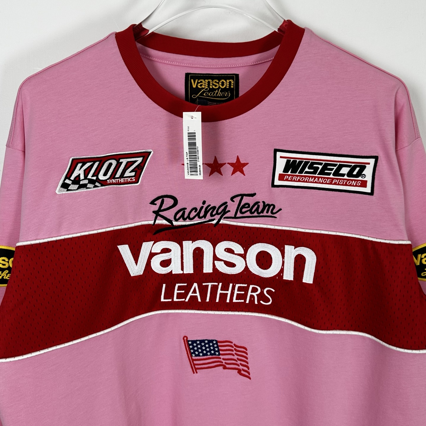 Supreme VANSON 联名款 拼接刺绣logo赛车T恤 秋冬 长袖 粉色 蓝色 白色 黑色 