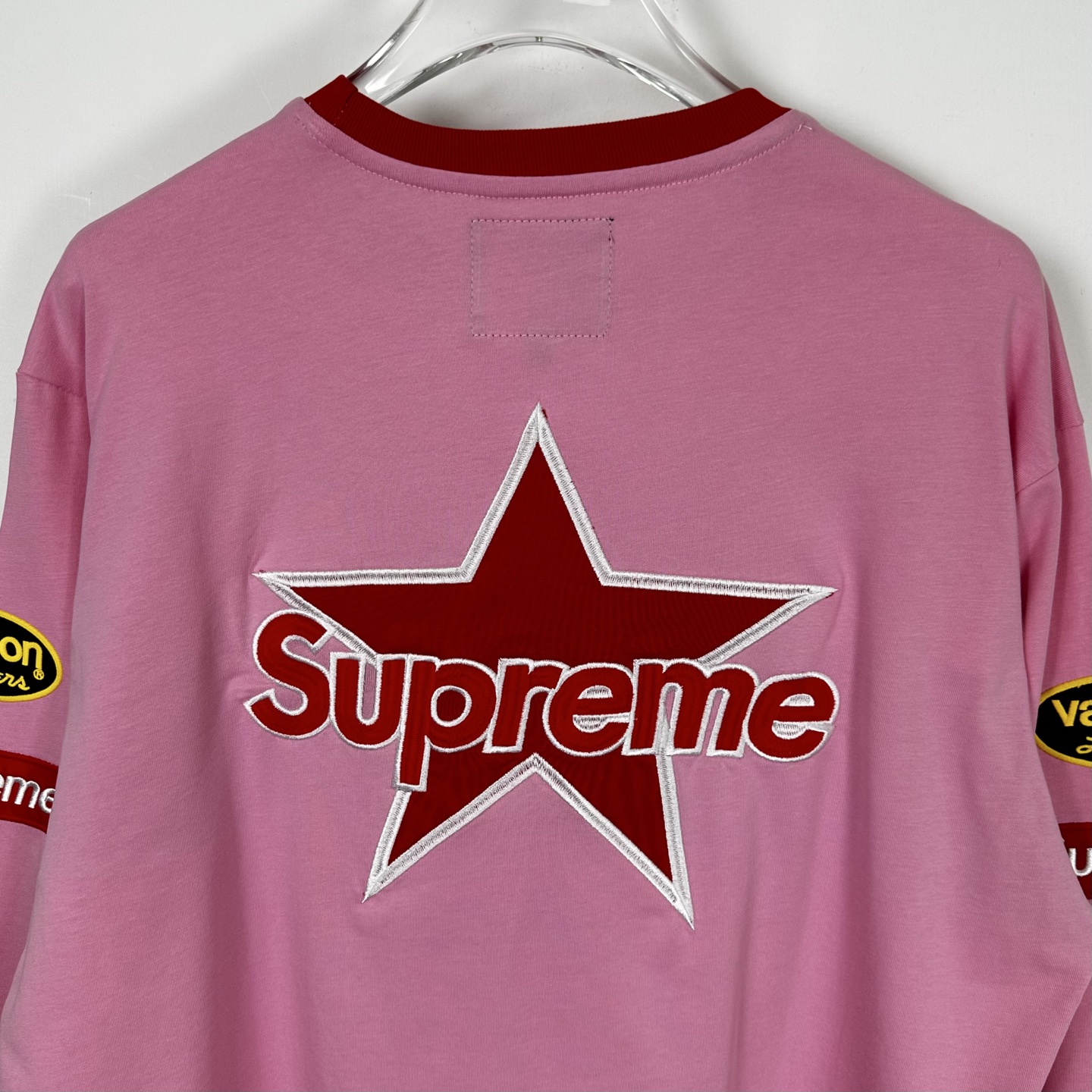 Supreme VANSON 联名款 拼接刺绣logo赛车T恤 秋冬 长袖 粉色 蓝色 白色 黑色 
