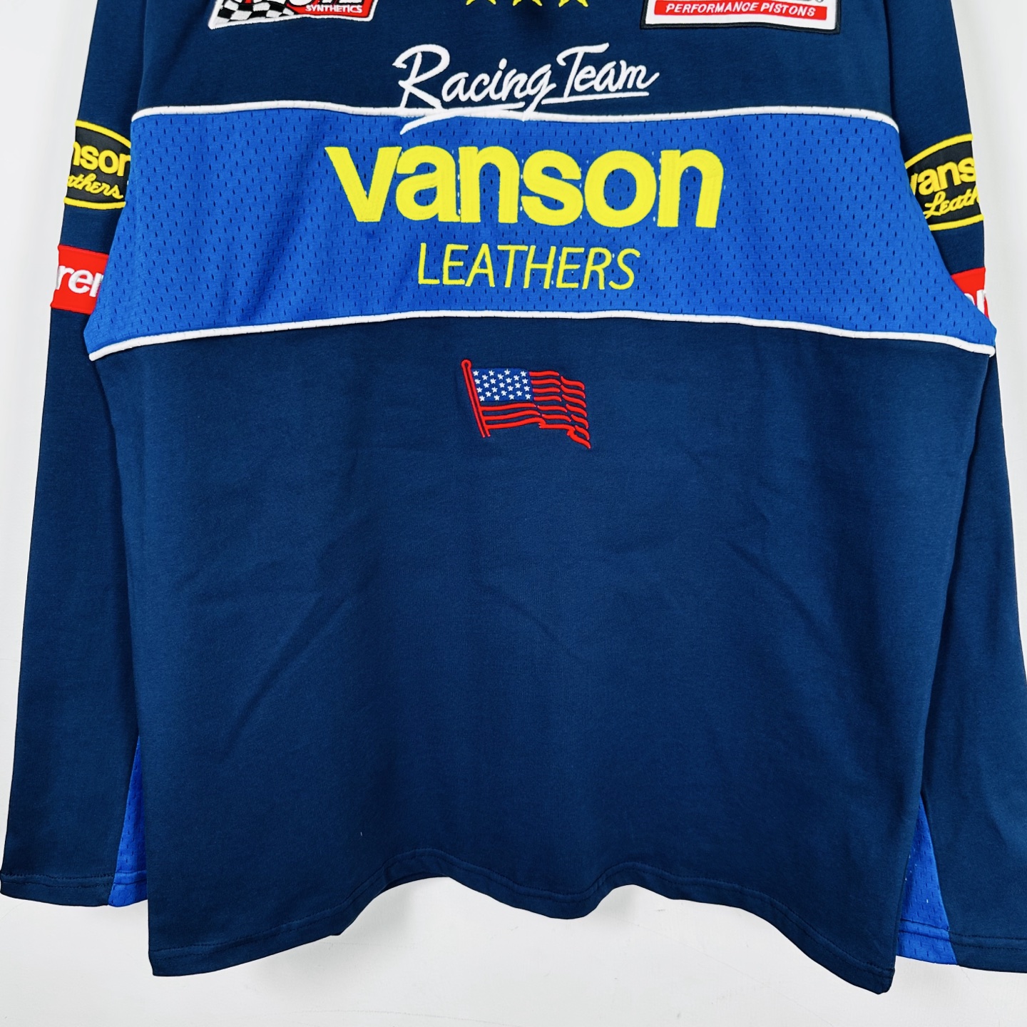 Supreme VANSON 联名款 拼接刺绣logo赛车T恤 秋冬 长袖 粉色 蓝色 白色 黑色 