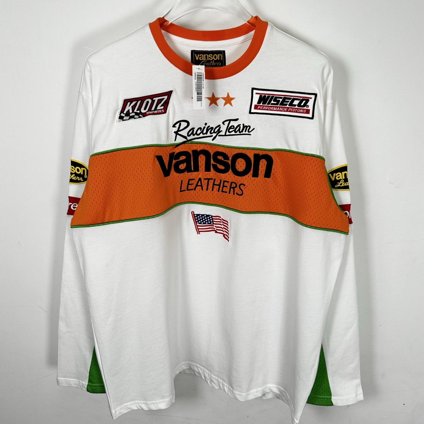 Supreme VANSON 联名款 拼接刺绣logo赛车T恤 秋冬 长袖 粉色 蓝色 白色 黑色 