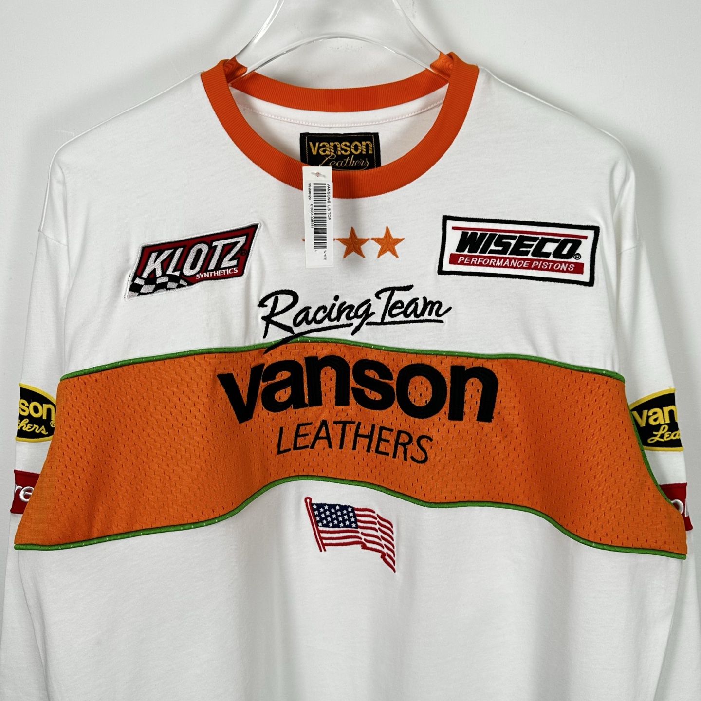 Supreme VANSON 联名款 拼接刺绣logo赛车T恤 秋冬 长袖 粉色 蓝色 白色 黑色 