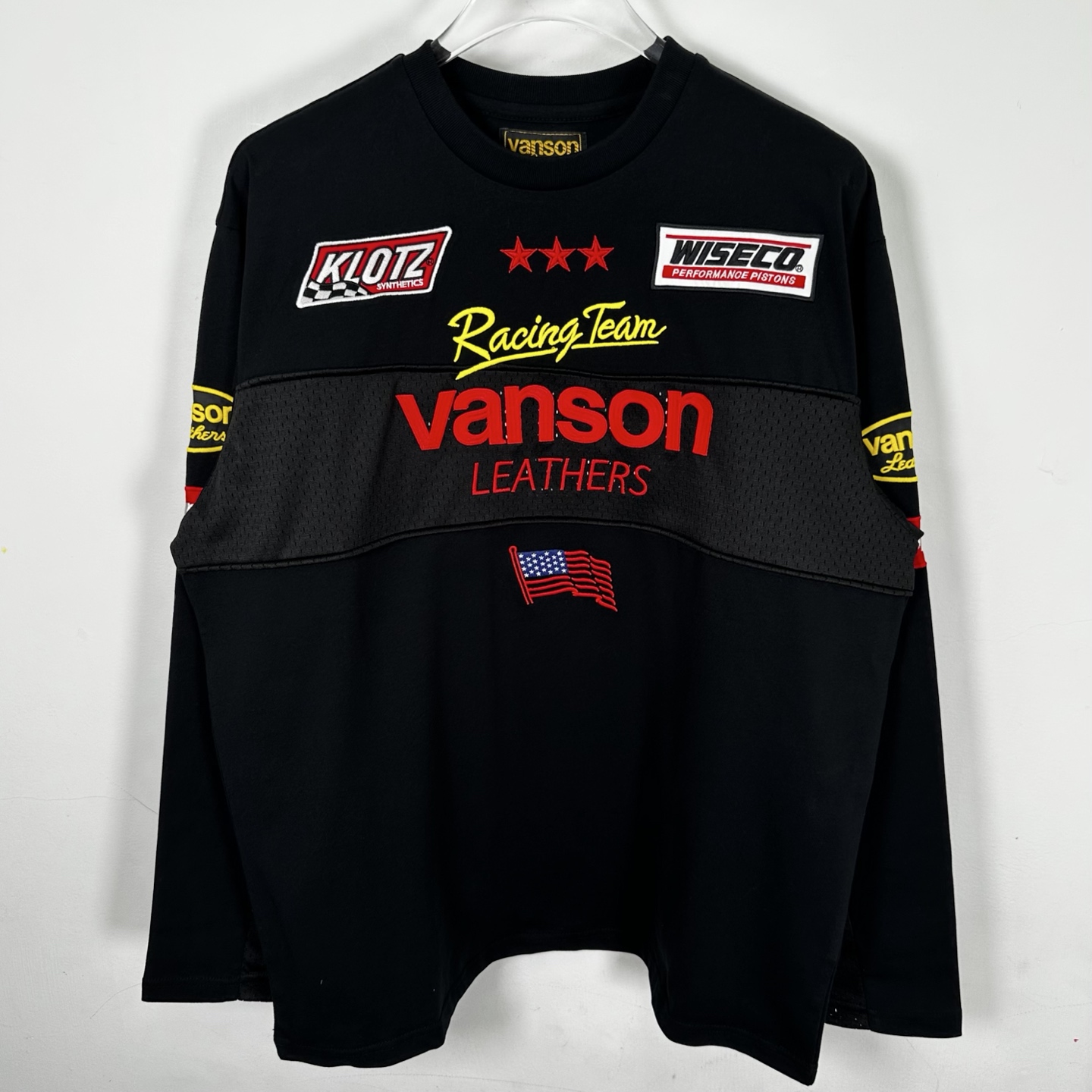 Supreme VANSON 联名款 拼接刺绣logo赛车T恤 秋冬 长袖 粉色 蓝色 白色 黑色 