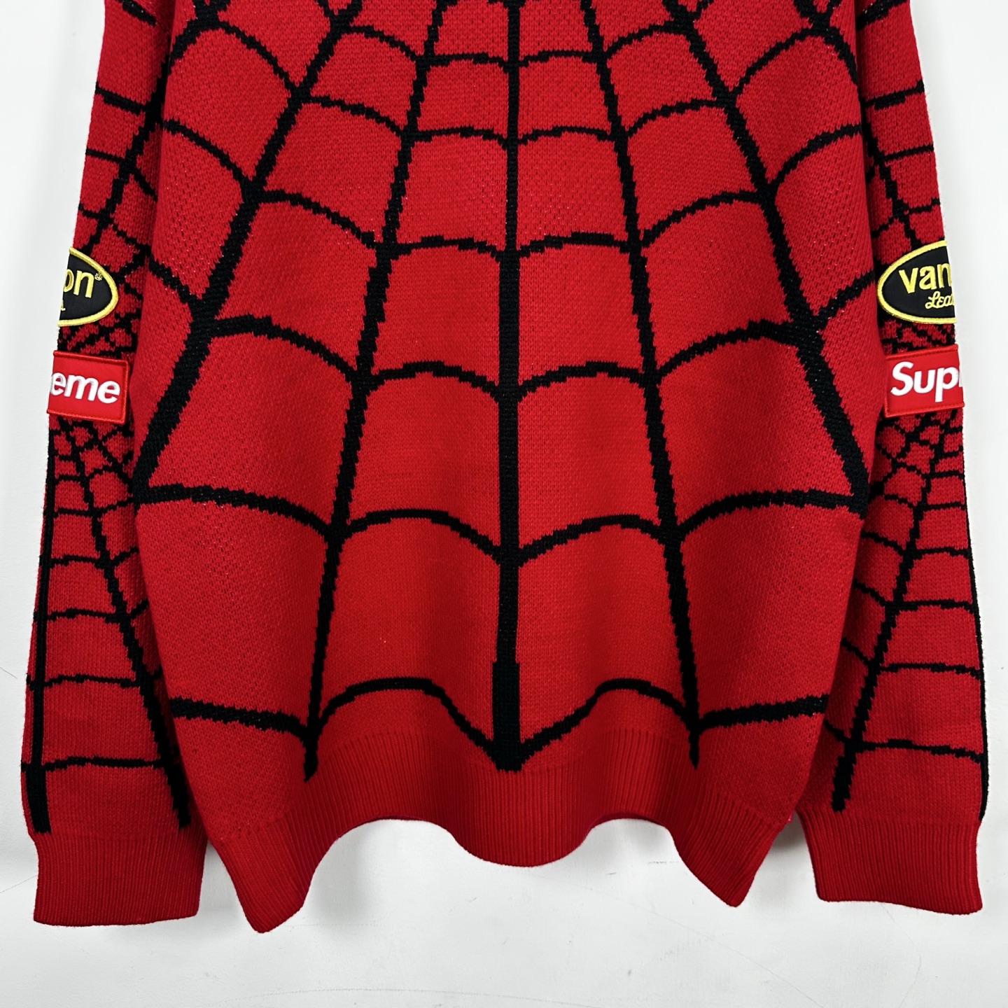 Supreme VANSON SPIDER MAN SWEATER 联名款 蜘蛛满印图案刺绣圆领毛衣 针织衫 外套 秋冬 长袖 红色 黑色 