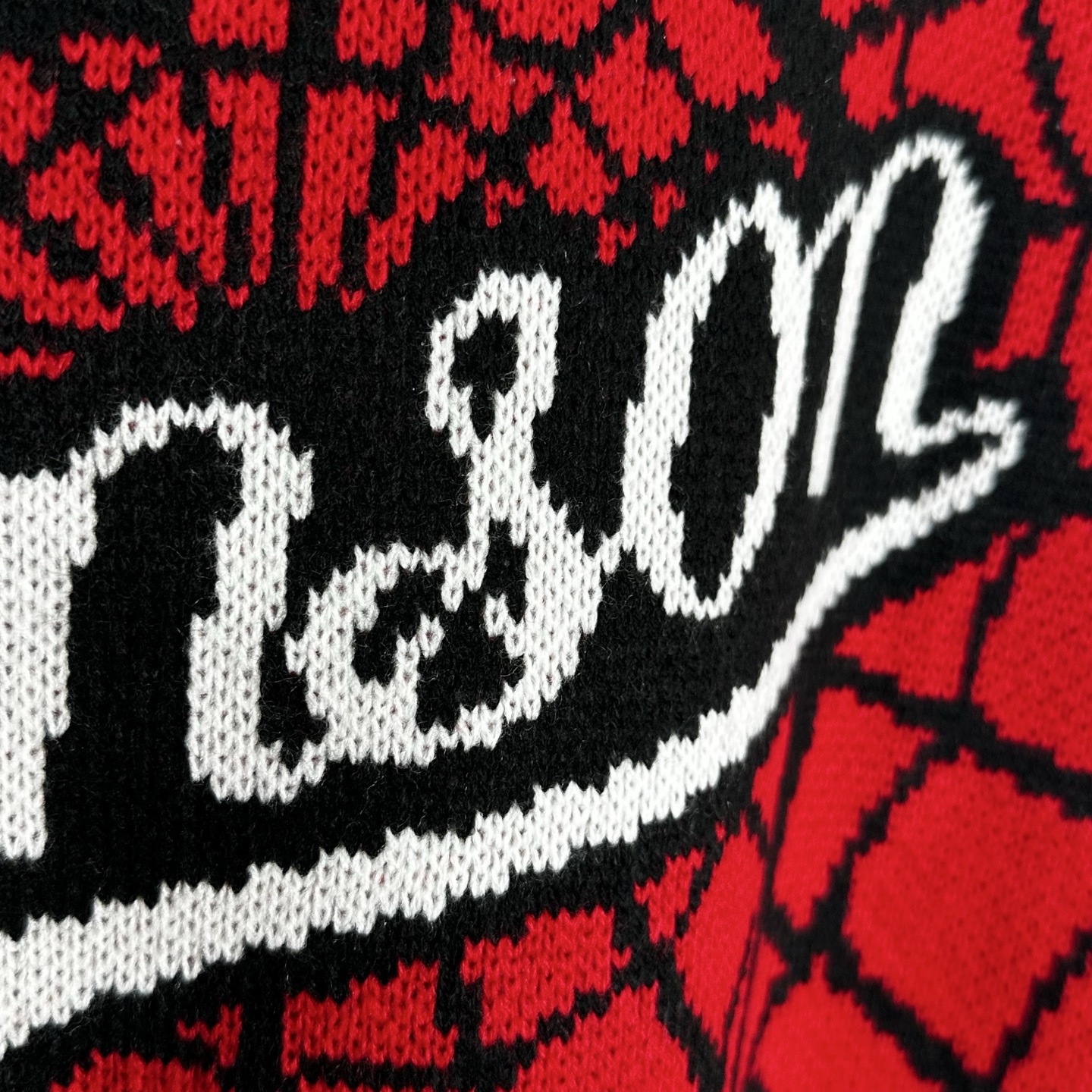 Supreme VANSON SPIDER MAN SWEATER 联名款 蜘蛛满印图案刺绣圆领毛衣 针织衫 外套 秋冬 长袖 红色 黑色 