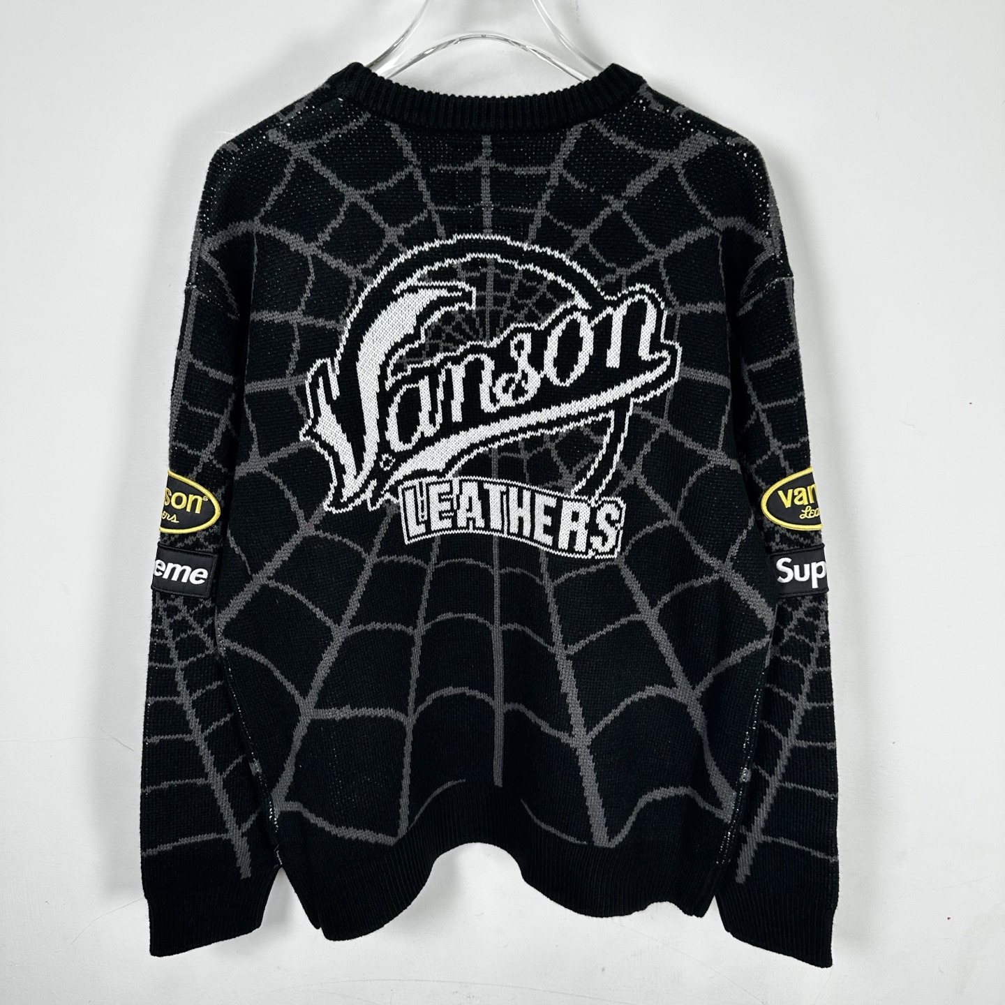Supreme VANSON SPIDER MAN SWEATER 联名款 蜘蛛满印图案刺绣圆领毛衣 针织衫 外套 秋冬 长袖 红色 黑色 