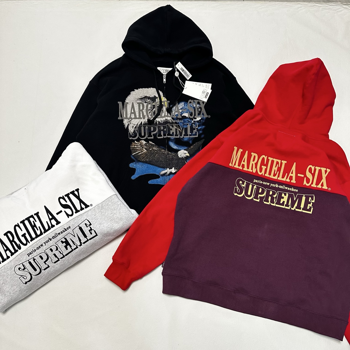 Supreme MM6 Maison Margiela 联名款 老鹰图案拉链连帽卫衣 连帽衫 外套 夹克 秋冬 长袖 灰色 黑色 紫红色