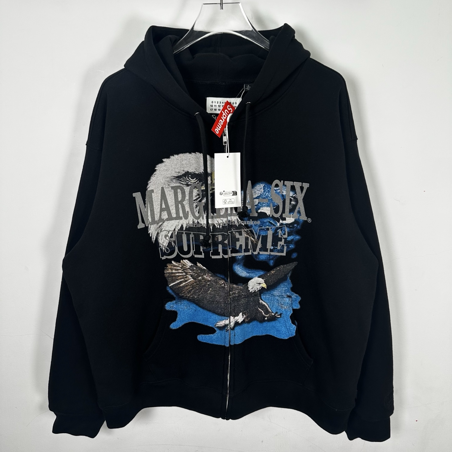 Supreme MM6 Maison Margiela 联名款 老鹰图案拉链连帽卫衣 连帽衫 外套 夹克 秋冬 长袖 灰色 黑色 紫红色