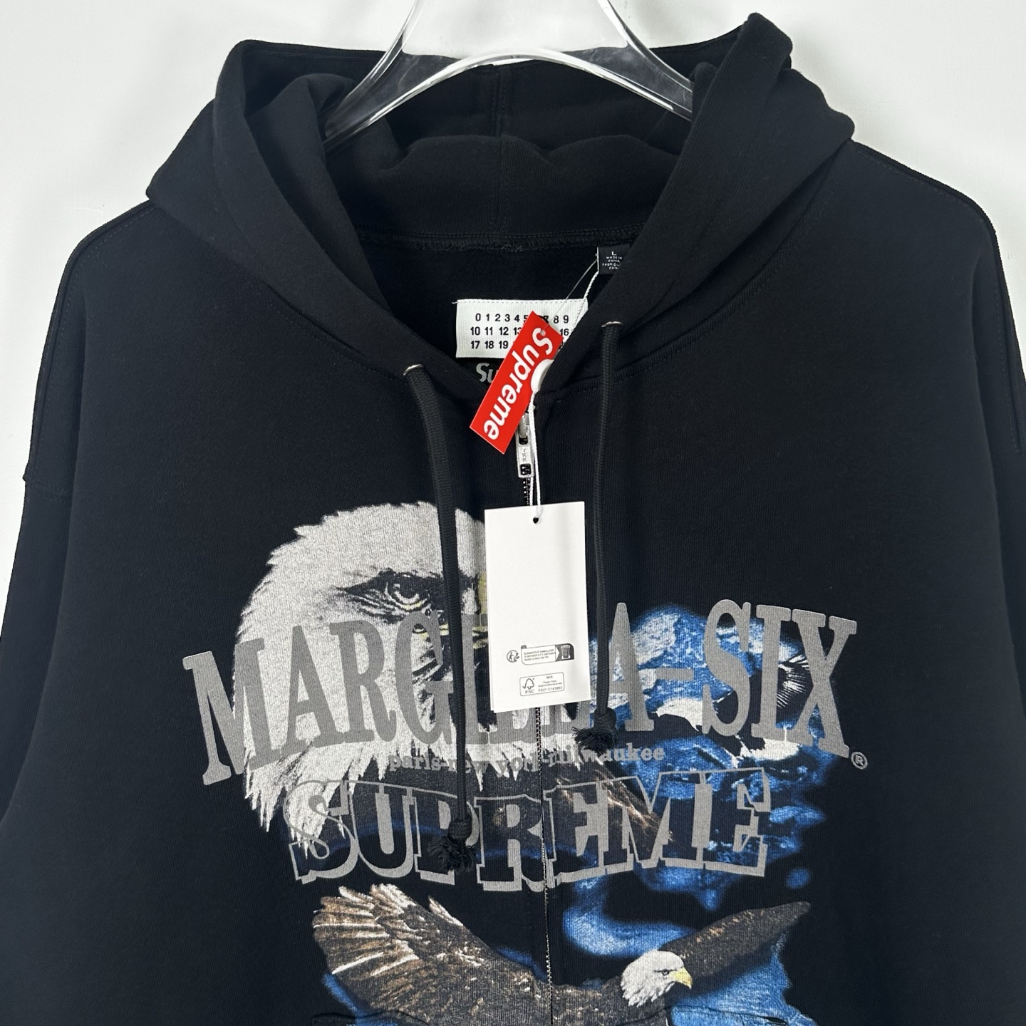 Supreme MM6 Maison Margiela 联名款 老鹰图案拉链连帽卫衣 连帽衫 外套 夹克 秋冬 长袖 灰色 黑色 紫红色