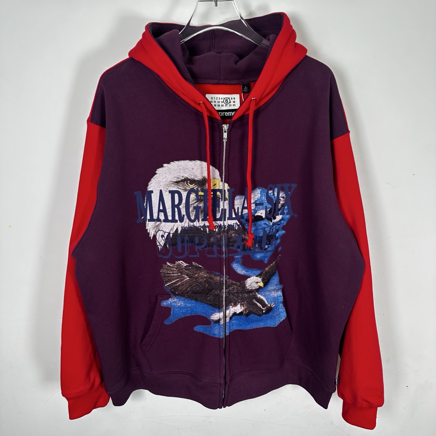 Supreme MM6 Maison Margiela 联名款 老鹰图案拉链连帽卫衣 连帽衫 外套 夹克 秋冬 长袖 灰色 黑色 紫红色