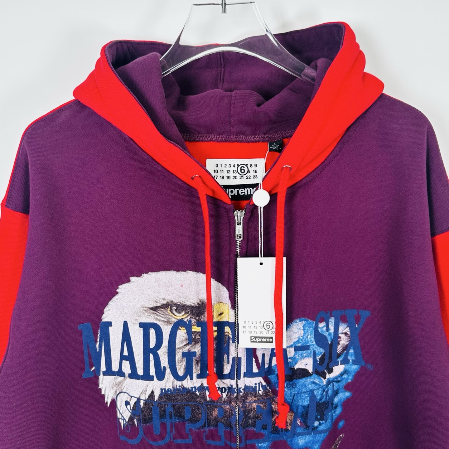 Supreme MM6 Maison Margiela 联名款 老鹰图案拉链连帽卫衣 连帽衫 外套 夹克 秋冬 长袖 灰色 黑色 紫红色