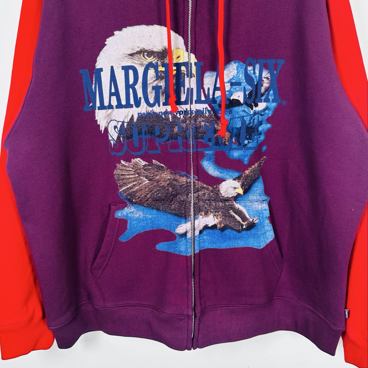 Supreme MM6 Maison Margiela 联名款 老鹰图案拉链连帽卫衣 连帽衫 外套 夹克 秋冬 长袖 灰色 黑色 紫红色