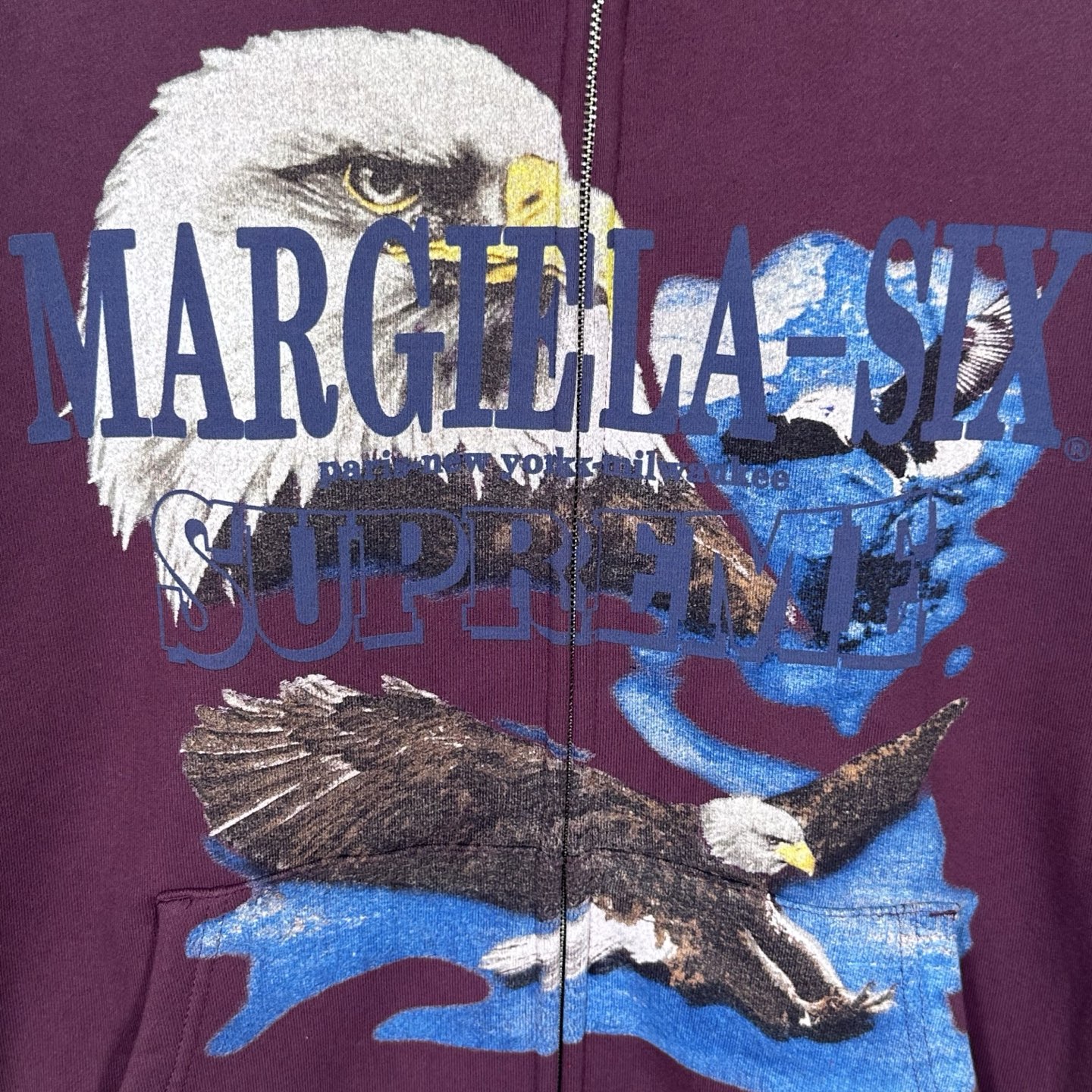Supreme MM6 Maison Margiela 联名款 老鹰图案拉链连帽卫衣 连帽衫 外套 夹克 秋冬 长袖 灰色 黑色 紫红色