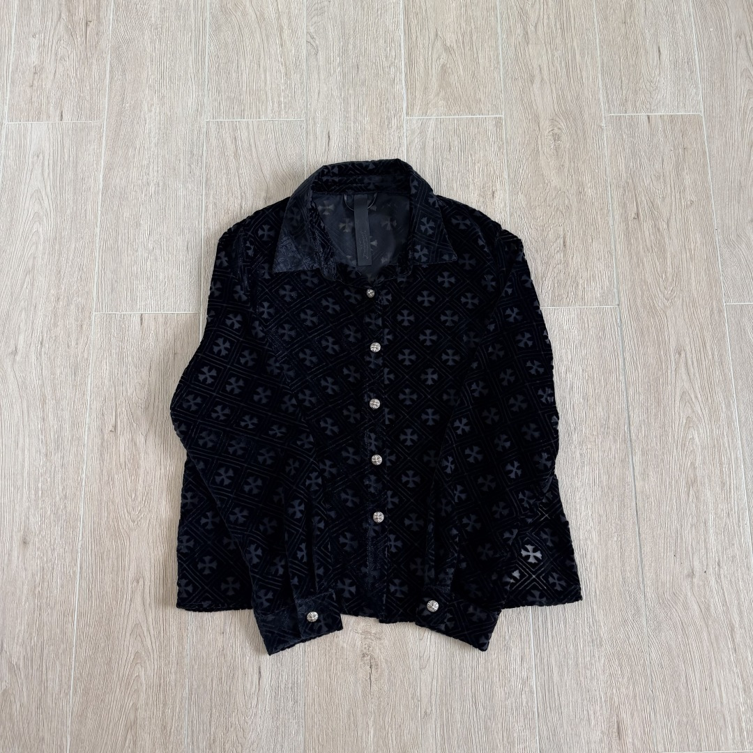 Chrome Hearts ch 克罗心  丝绒十字架镂空衬衫 女款